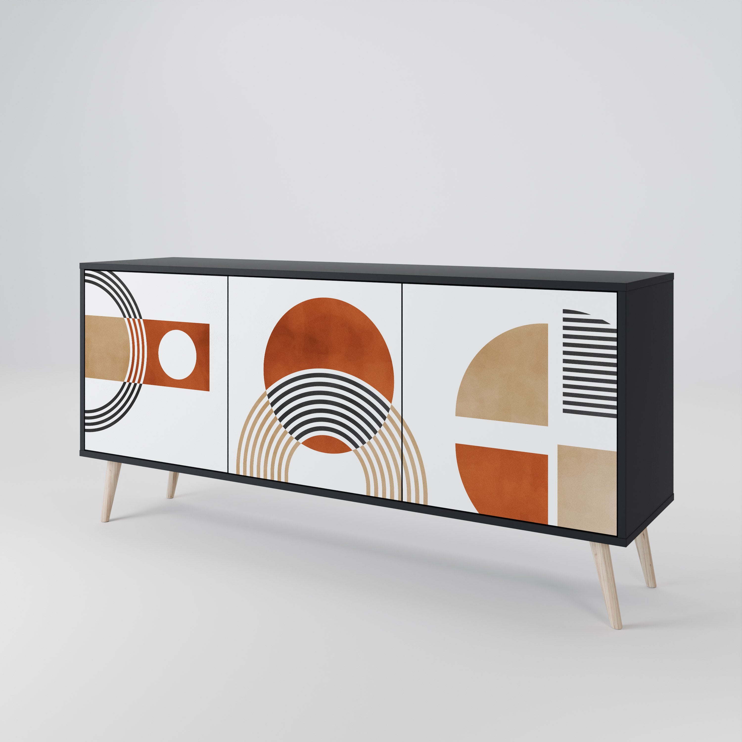 CIRCLE RHYTM 3-Door Sideboard in Black Finish