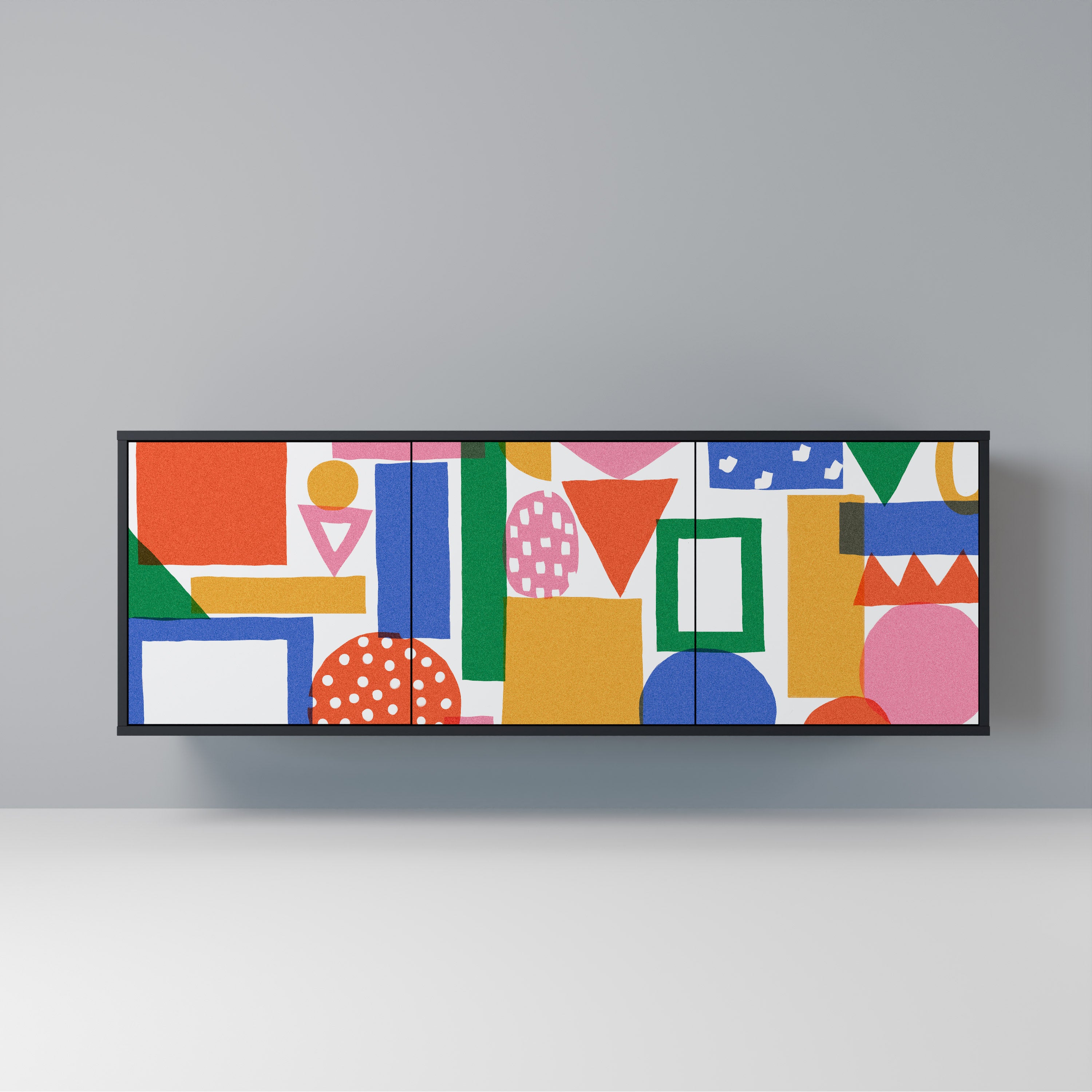 GEOMETRIC GLIMMER 3-Door Sideboard in Black Finish