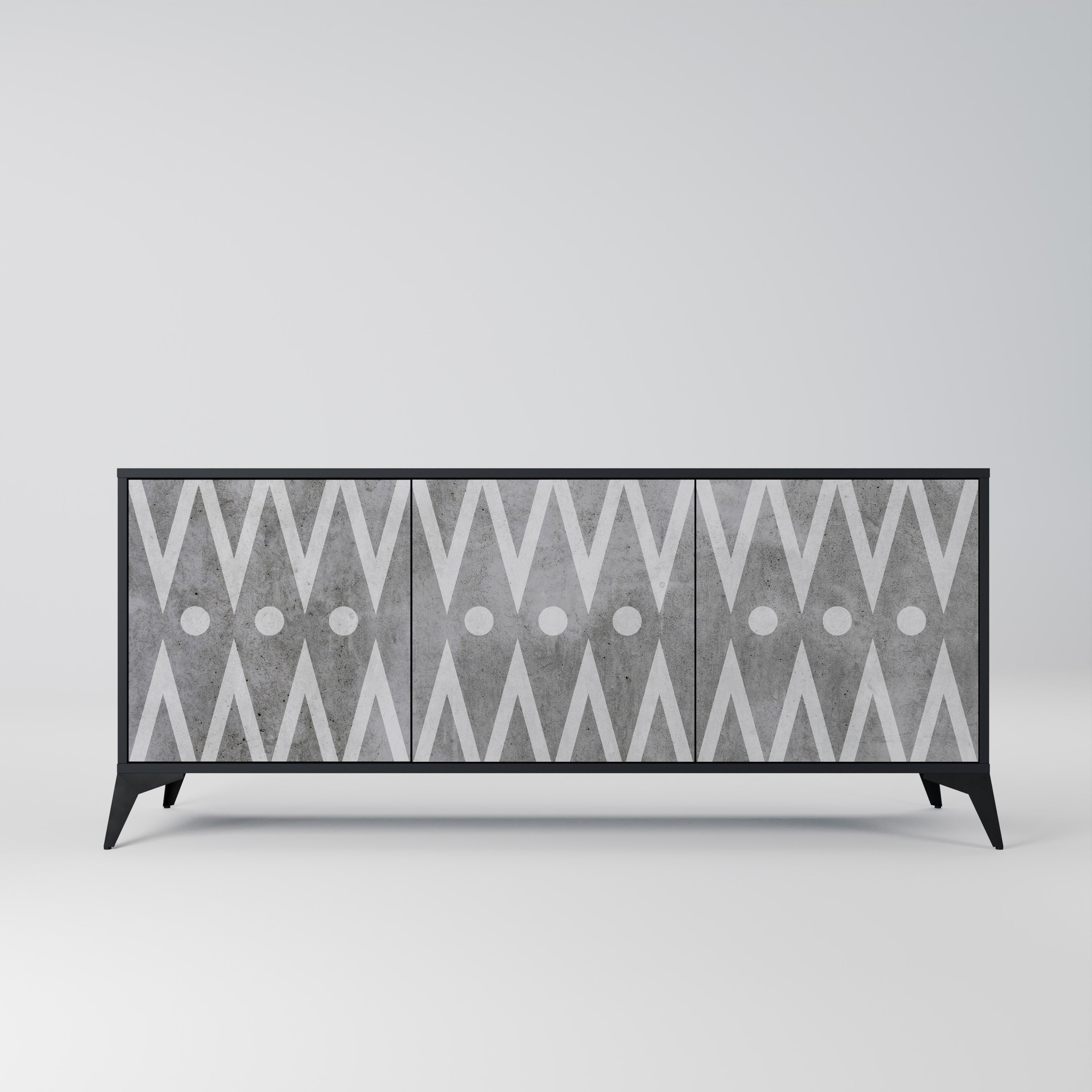 SHARP EDGES 3-Door Sideboard in Black Finish