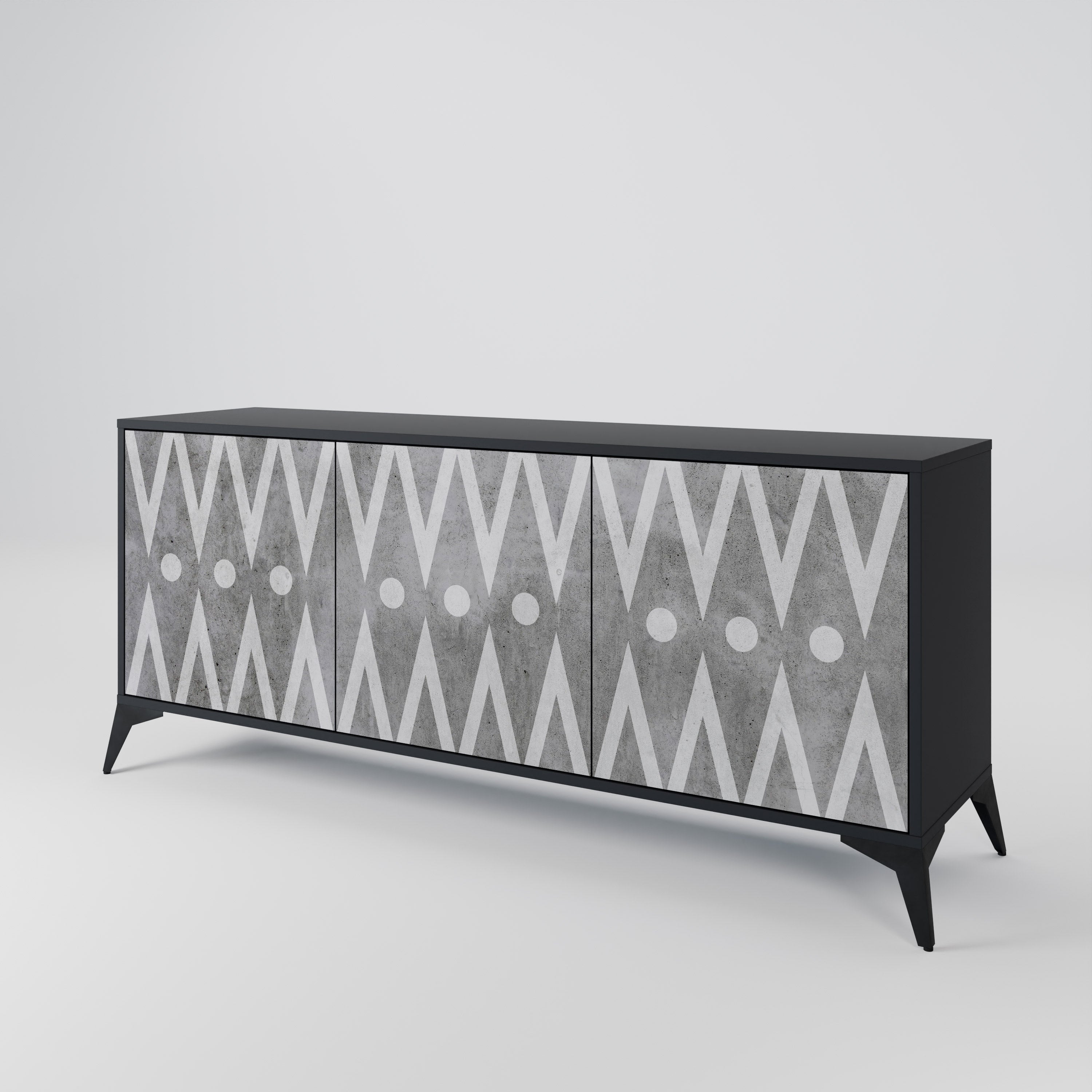 SHARP EDGES 3-Door Sideboard in Black Finish