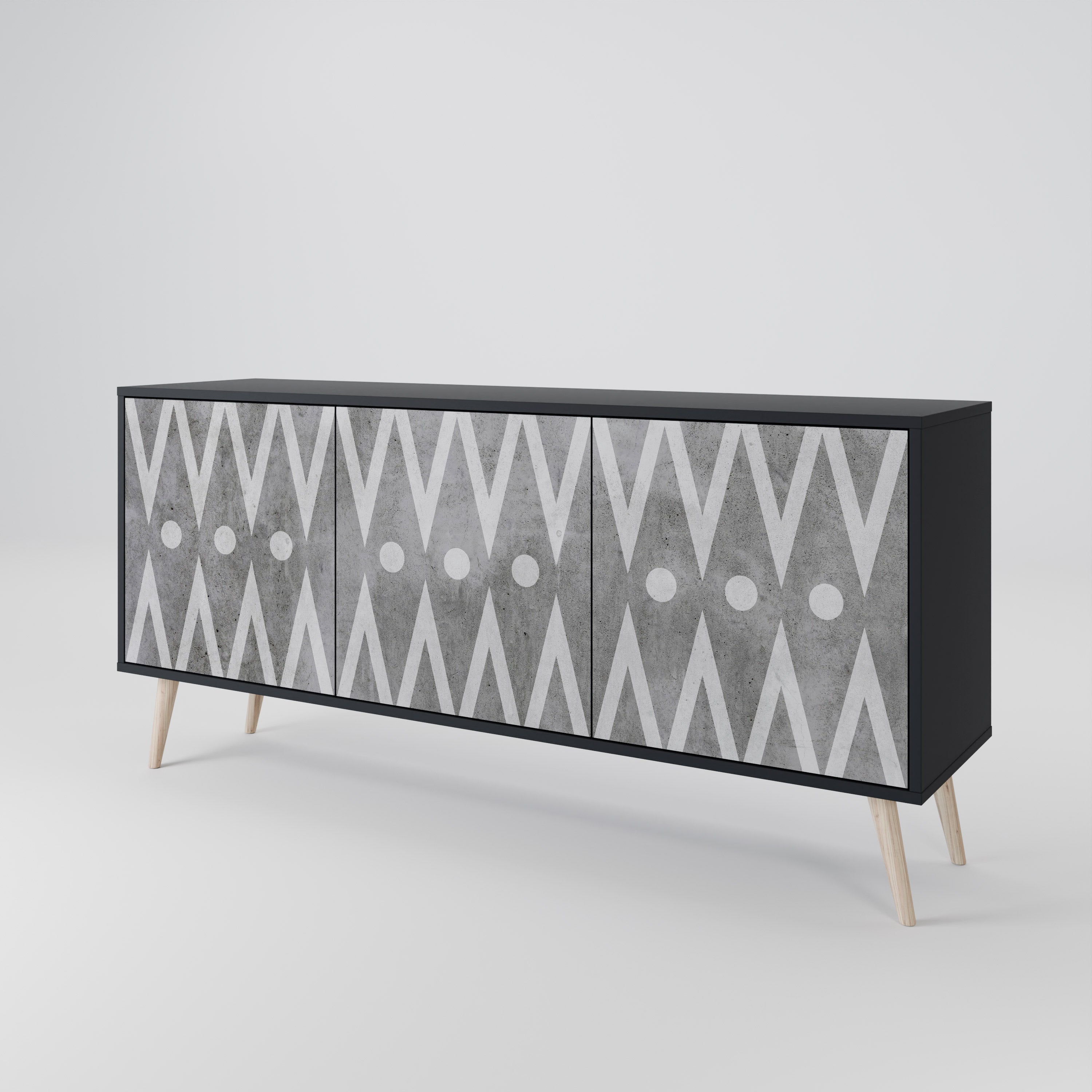 SHARP EDGES 3-Door Sideboard in Black Finish