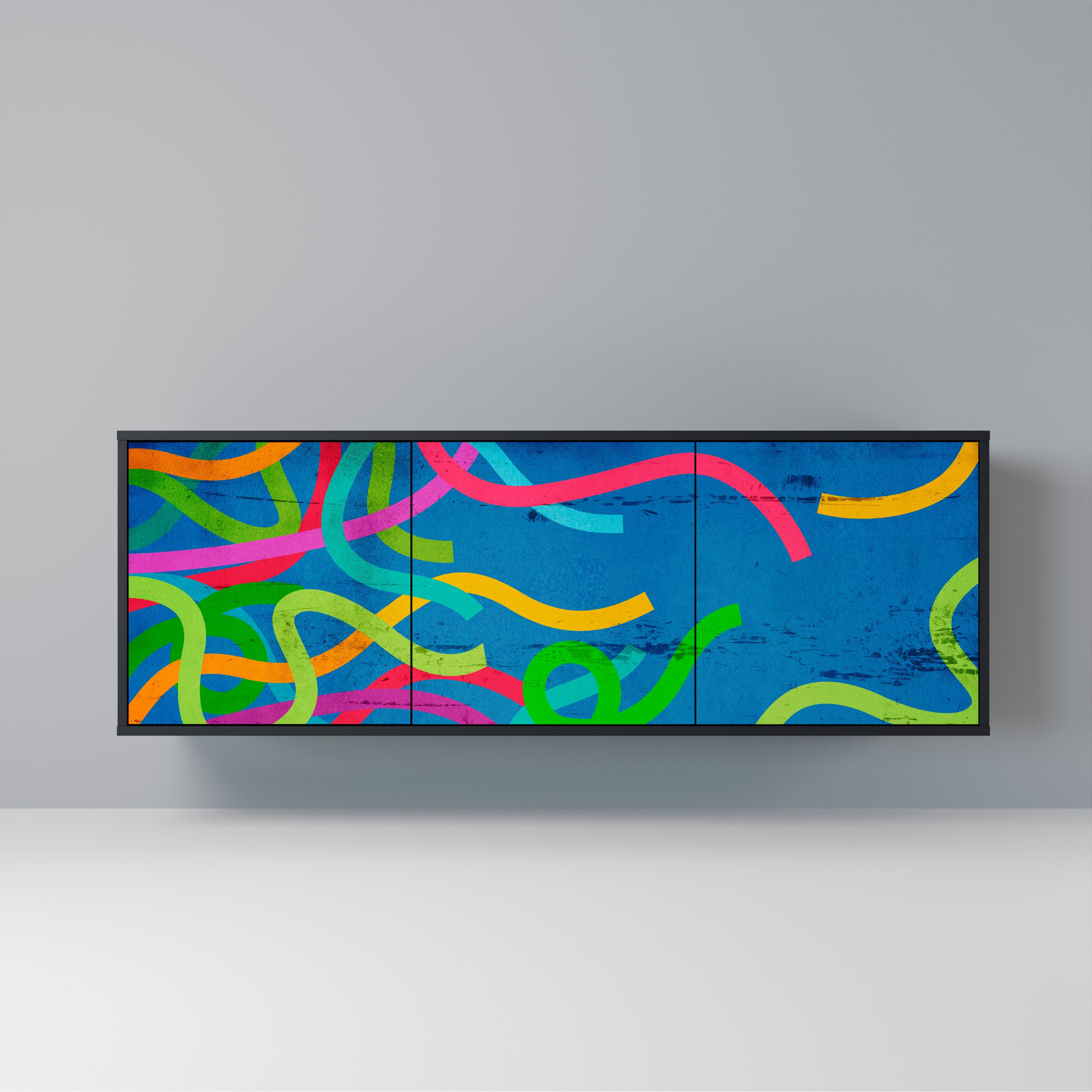 STREAMER TANGLE 3-Door Sideboard in Black Finish