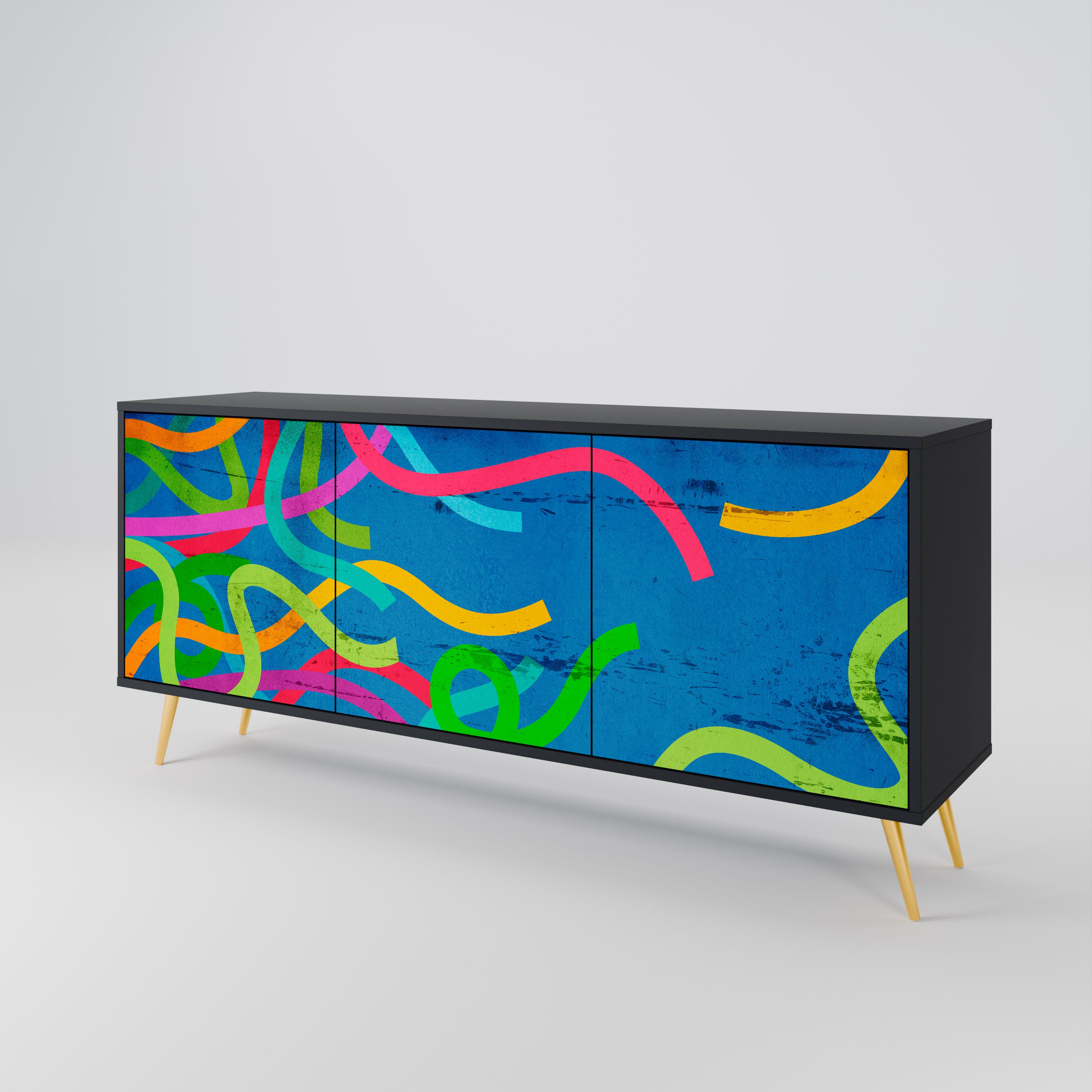 STREAMER TANGLE 3-Door Sideboard in Black Finish