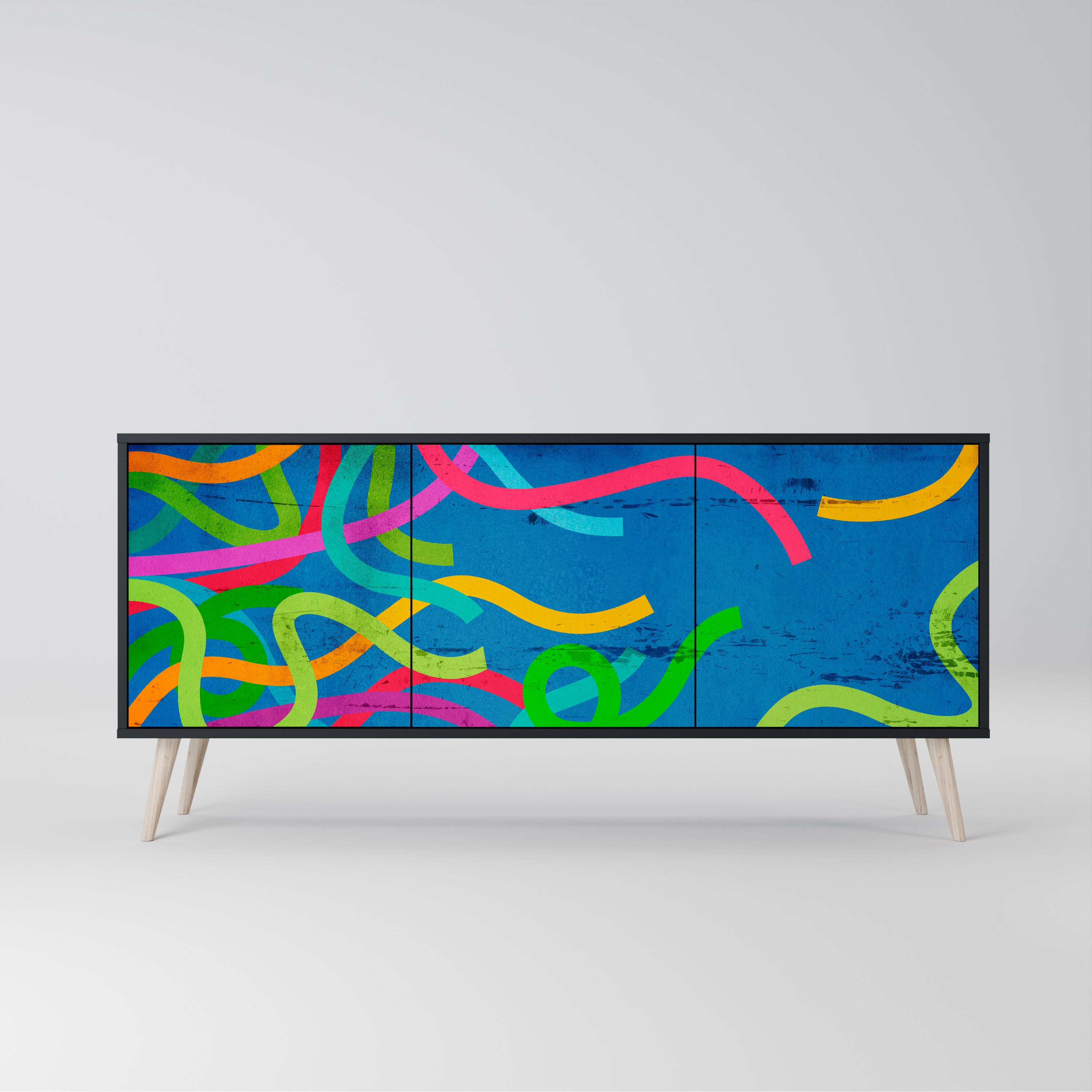 STREAMER TANGLE 3-Door Sideboard in Black Finish