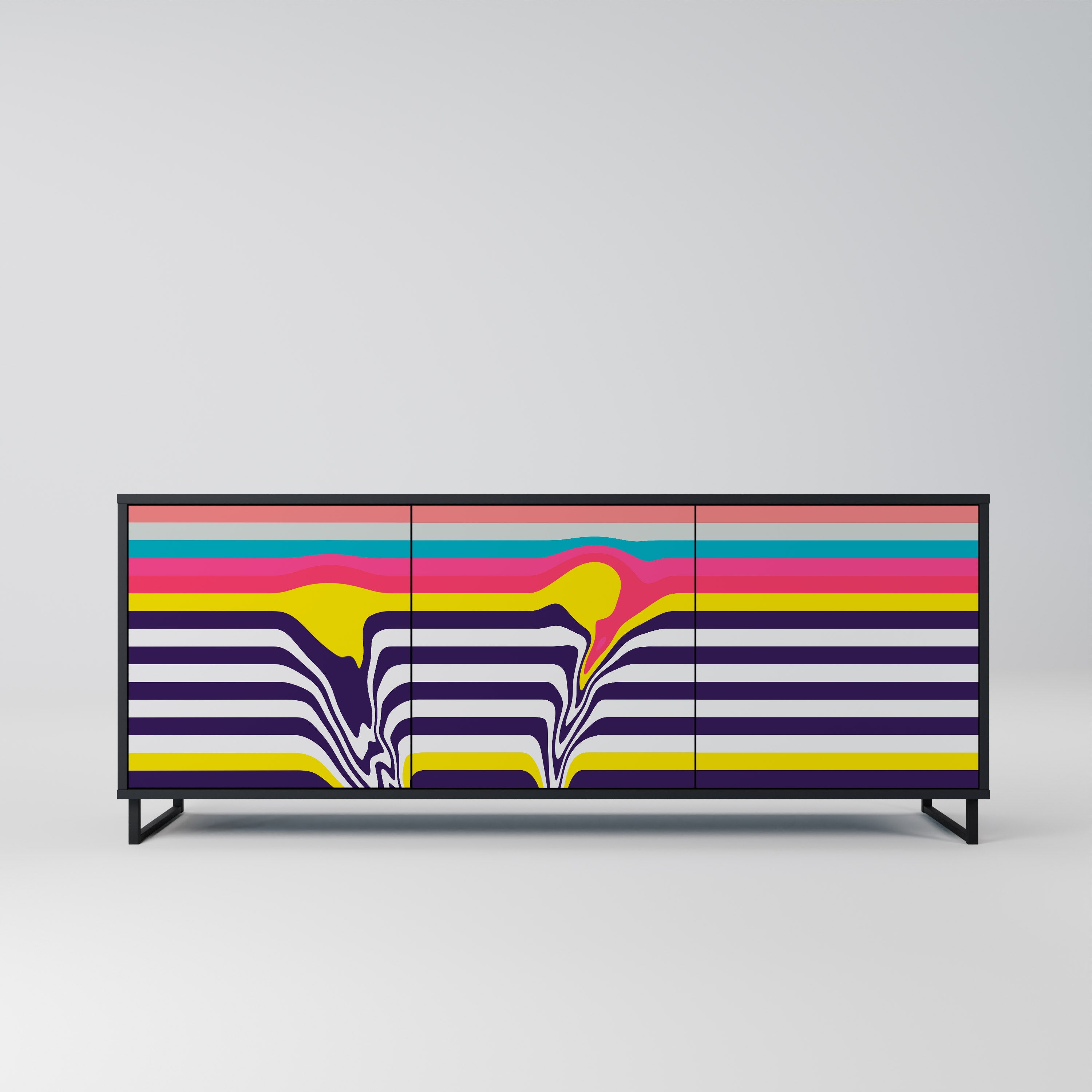 TONE COLLAPSE 3-Door Sideboard in Black Finish