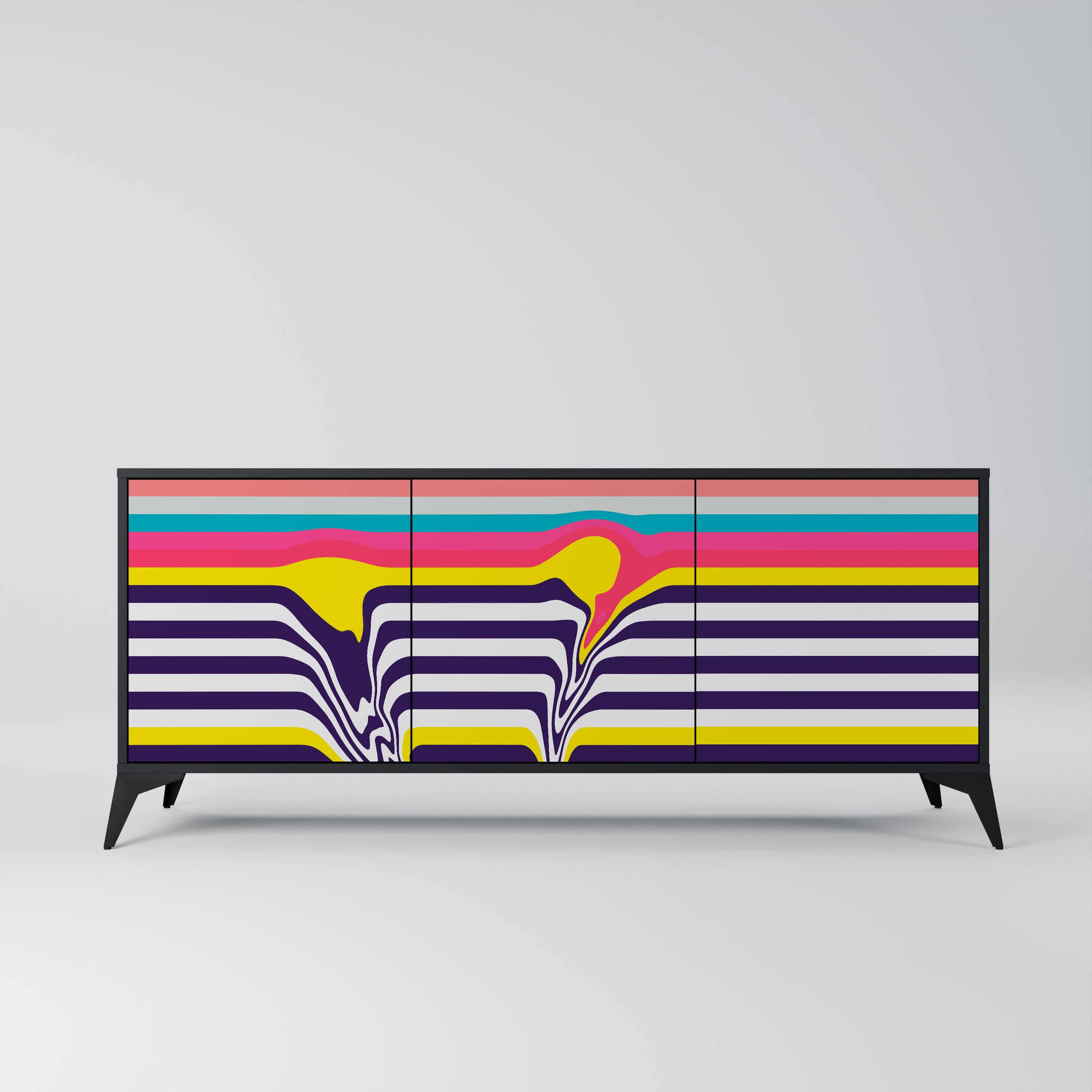 TONE COLLAPSE 3-Door Sideboard in Black Finish