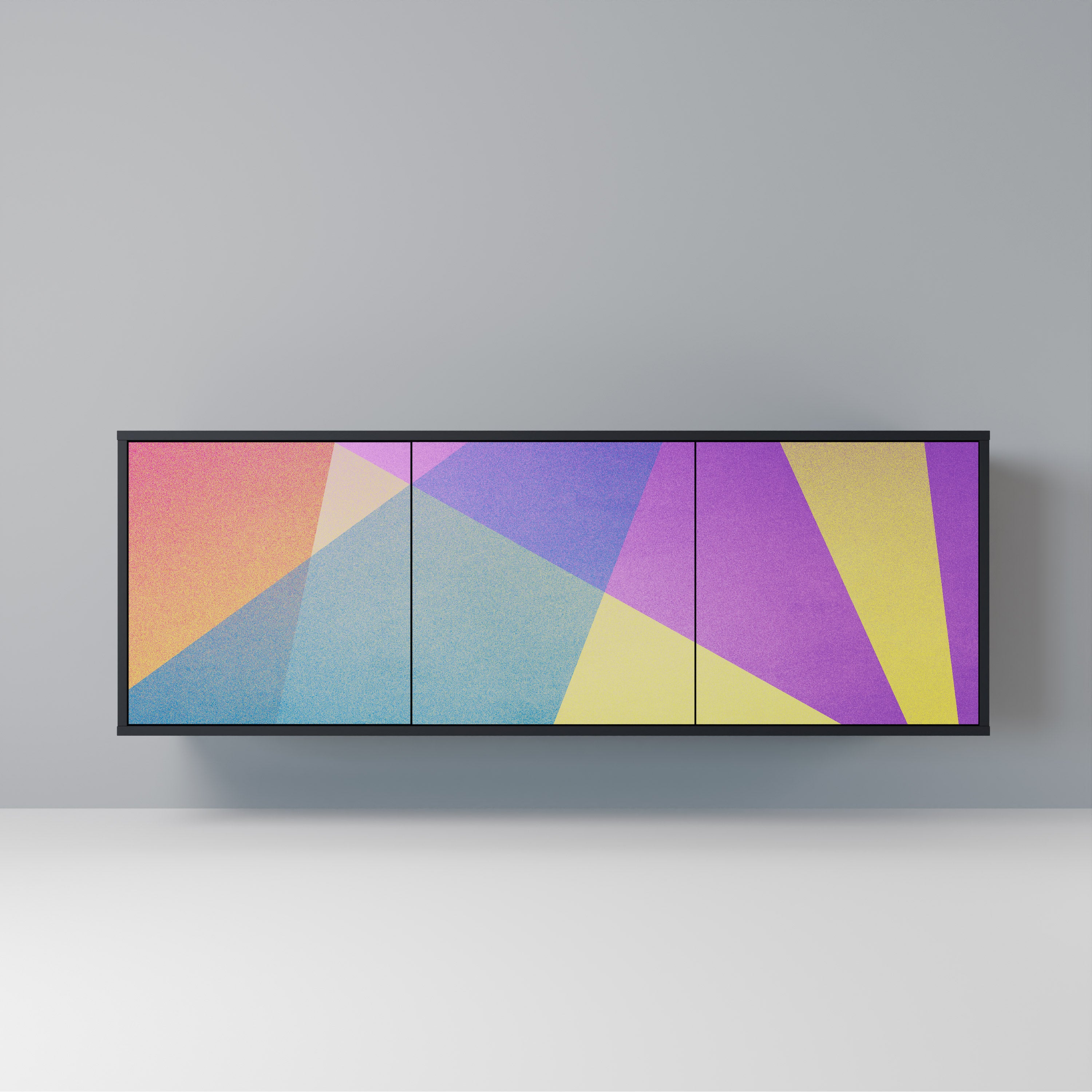 BRIGHT GEOMETRY 3-Door Sideboard in Black Finish