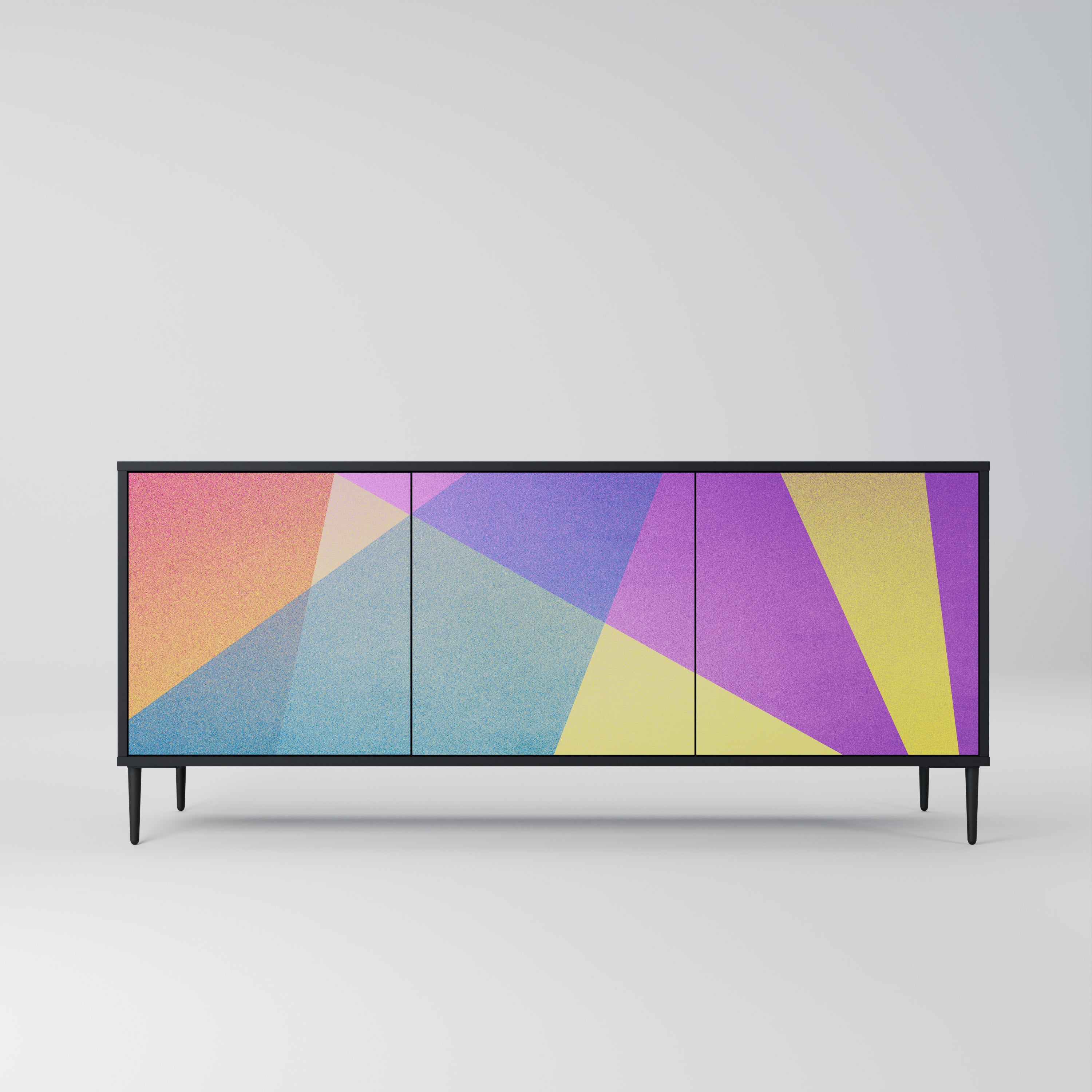 BRIGHT GEOMETRY 3-Door Sideboard in Black Finish