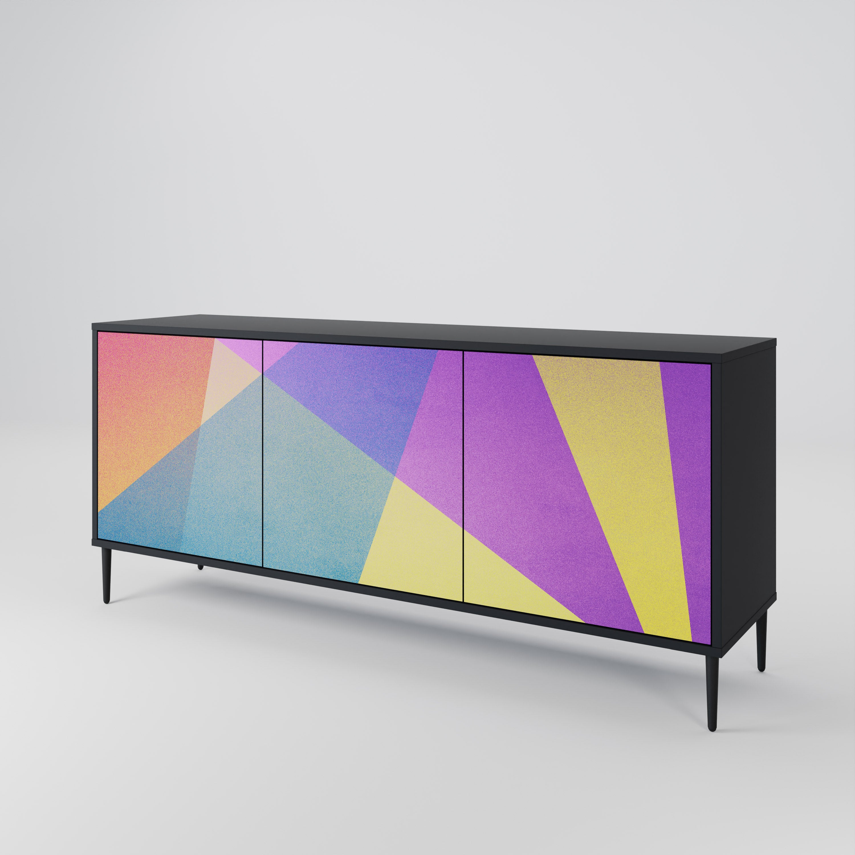 BRIGHT GEOMETRY 3-Door Sideboard in Black Finish