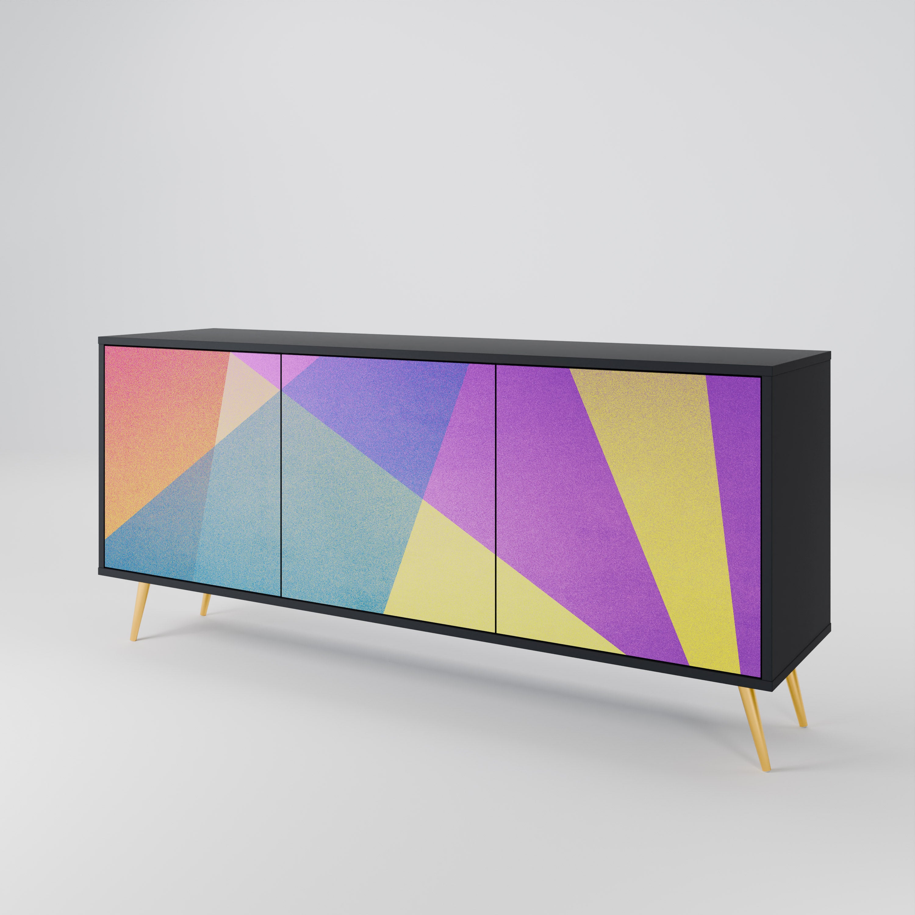 BRIGHT GEOMETRY 3-Door Sideboard in Black Finish