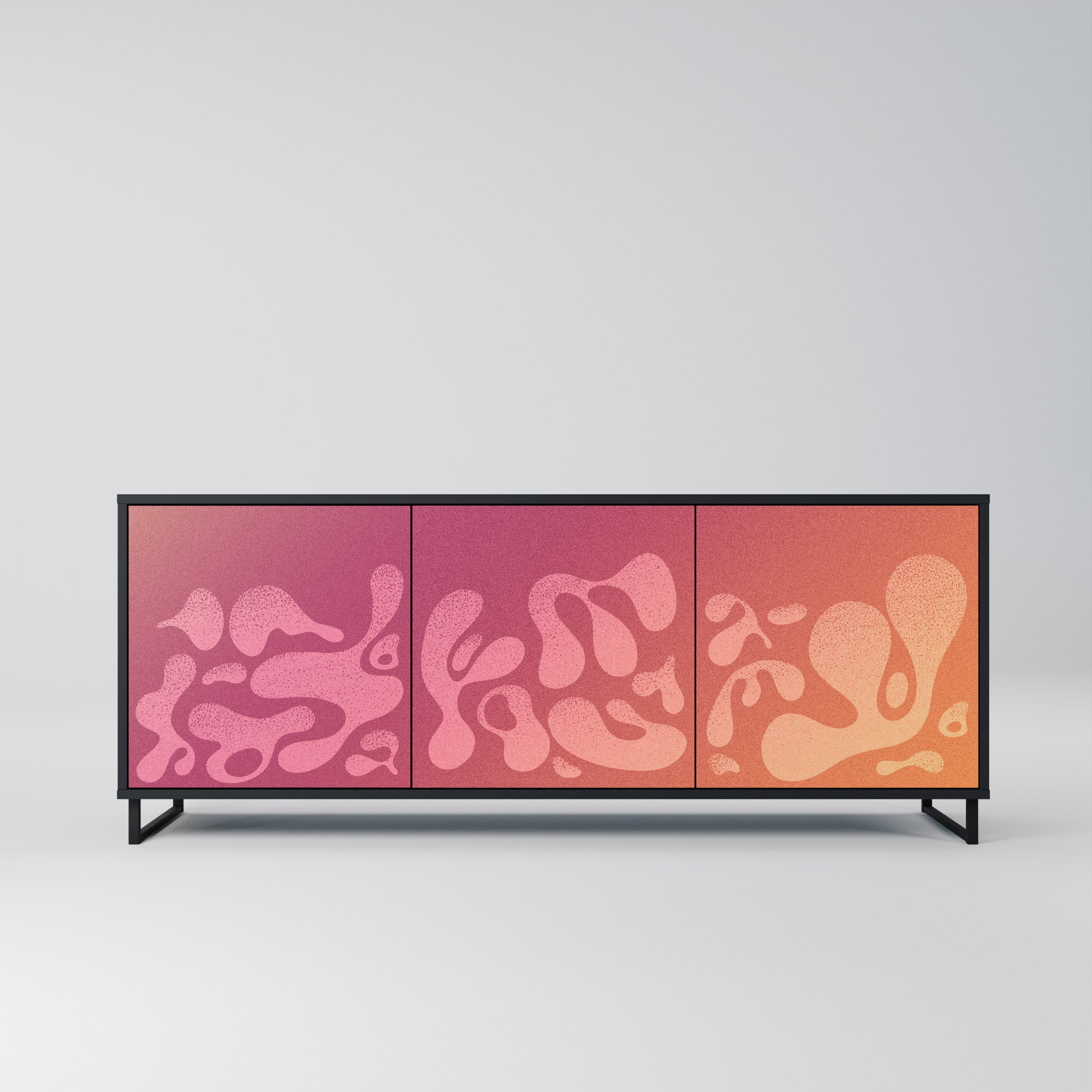 IRREGULAR PINK 3-Door Sideboard in Black Finish