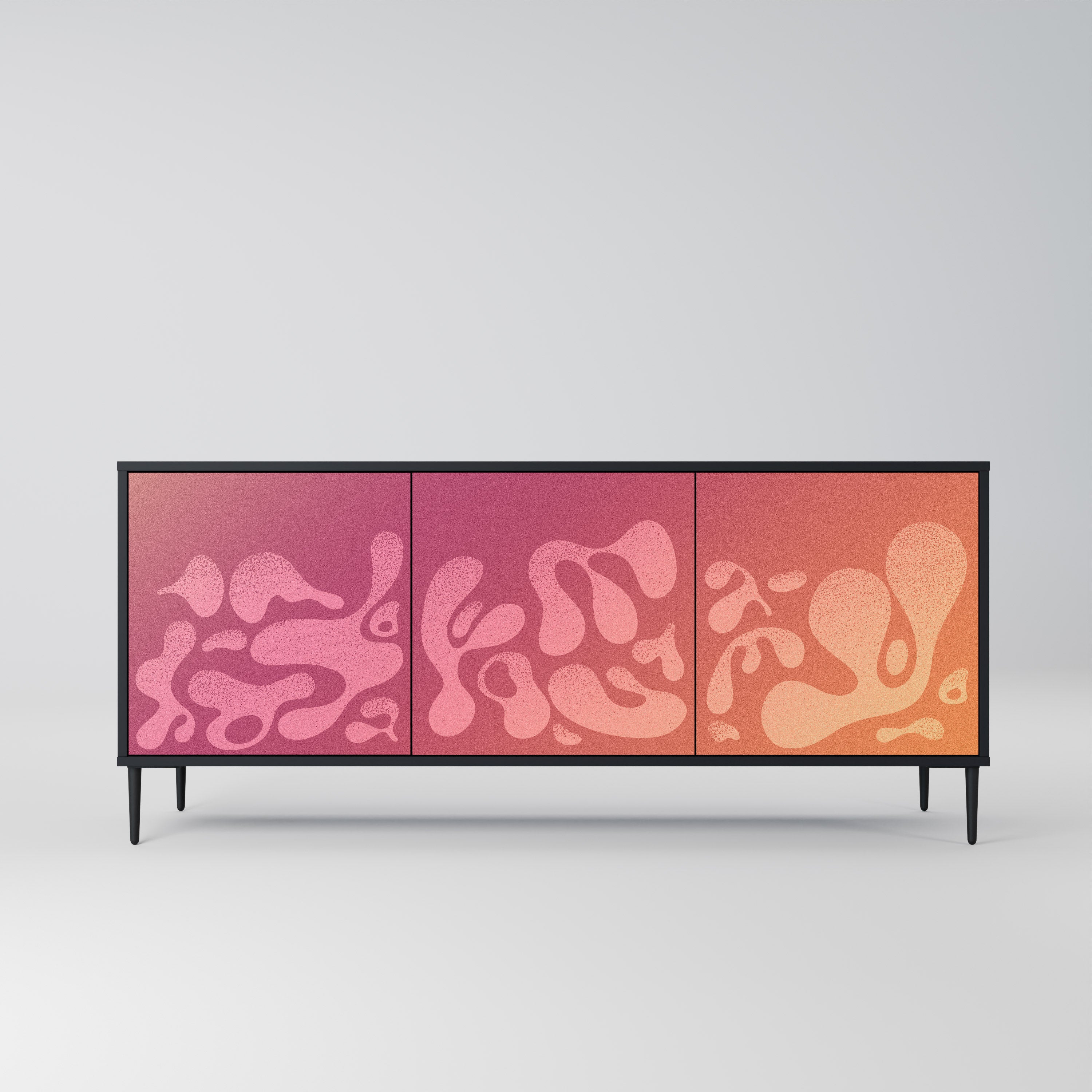IRREGULAR PINK 3-Door Sideboard in Black Finish