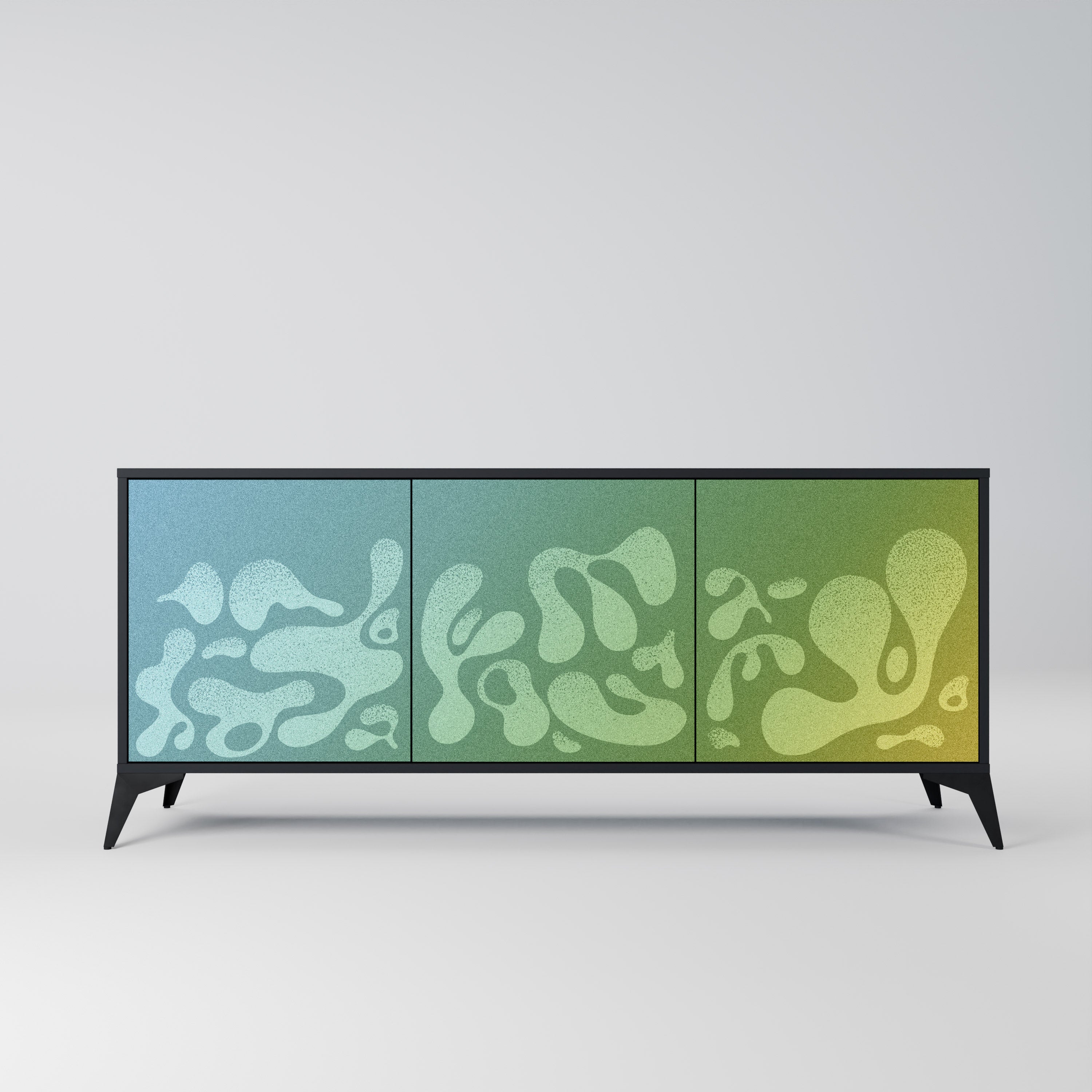 IRREGULAR BLUE 3-Door Sideboard in Black Finish