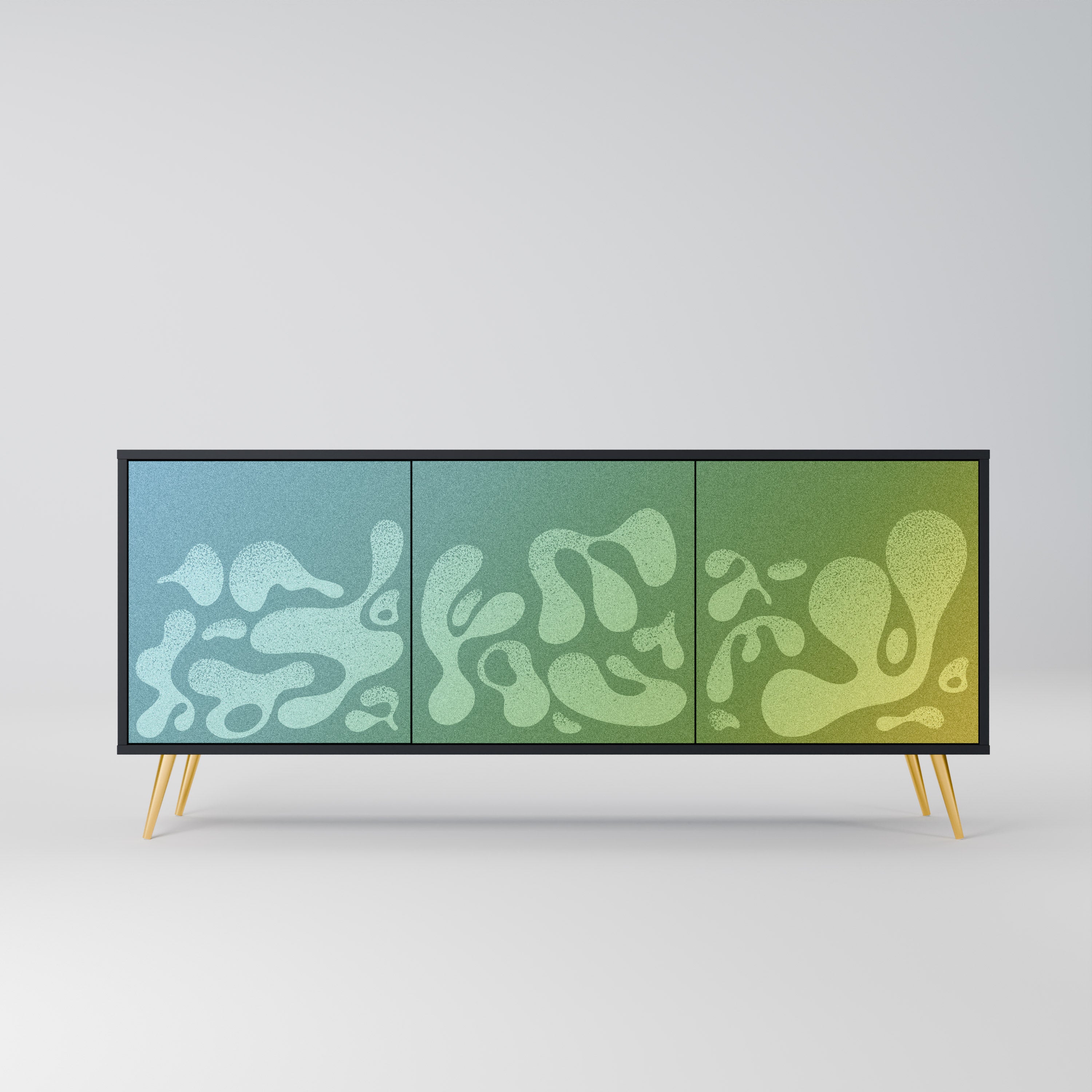 IRREGULAR BLUE 3-Door Sideboard in Black Finish