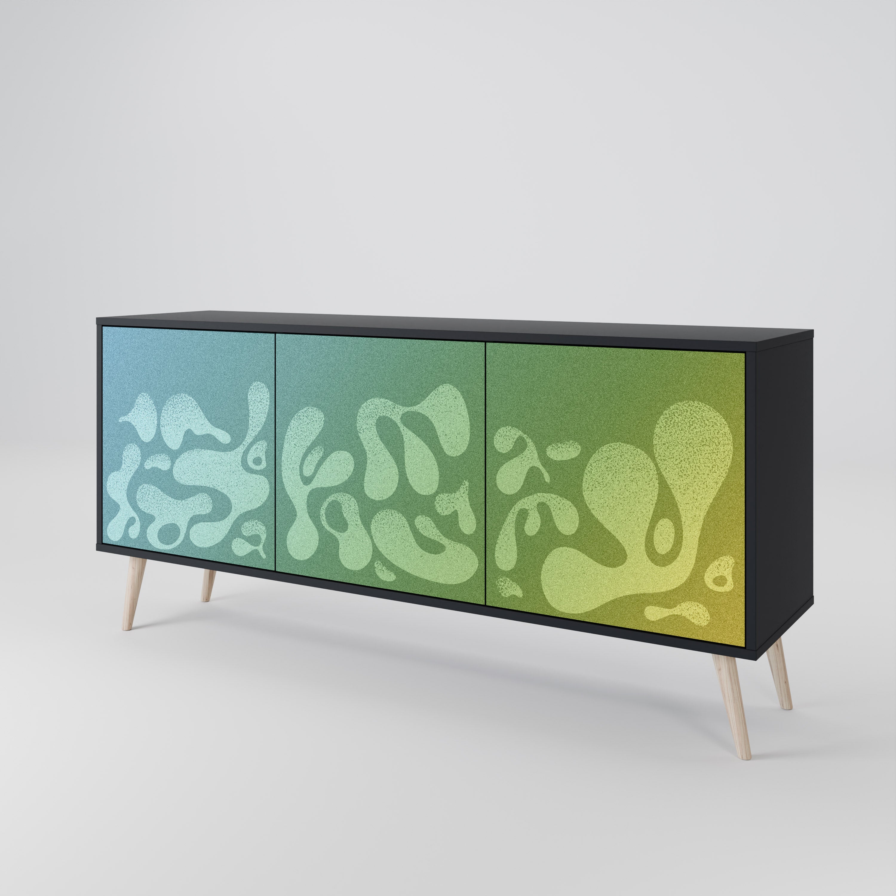 IRREGULAR BLUE 3-Door Sideboard in Black Finish