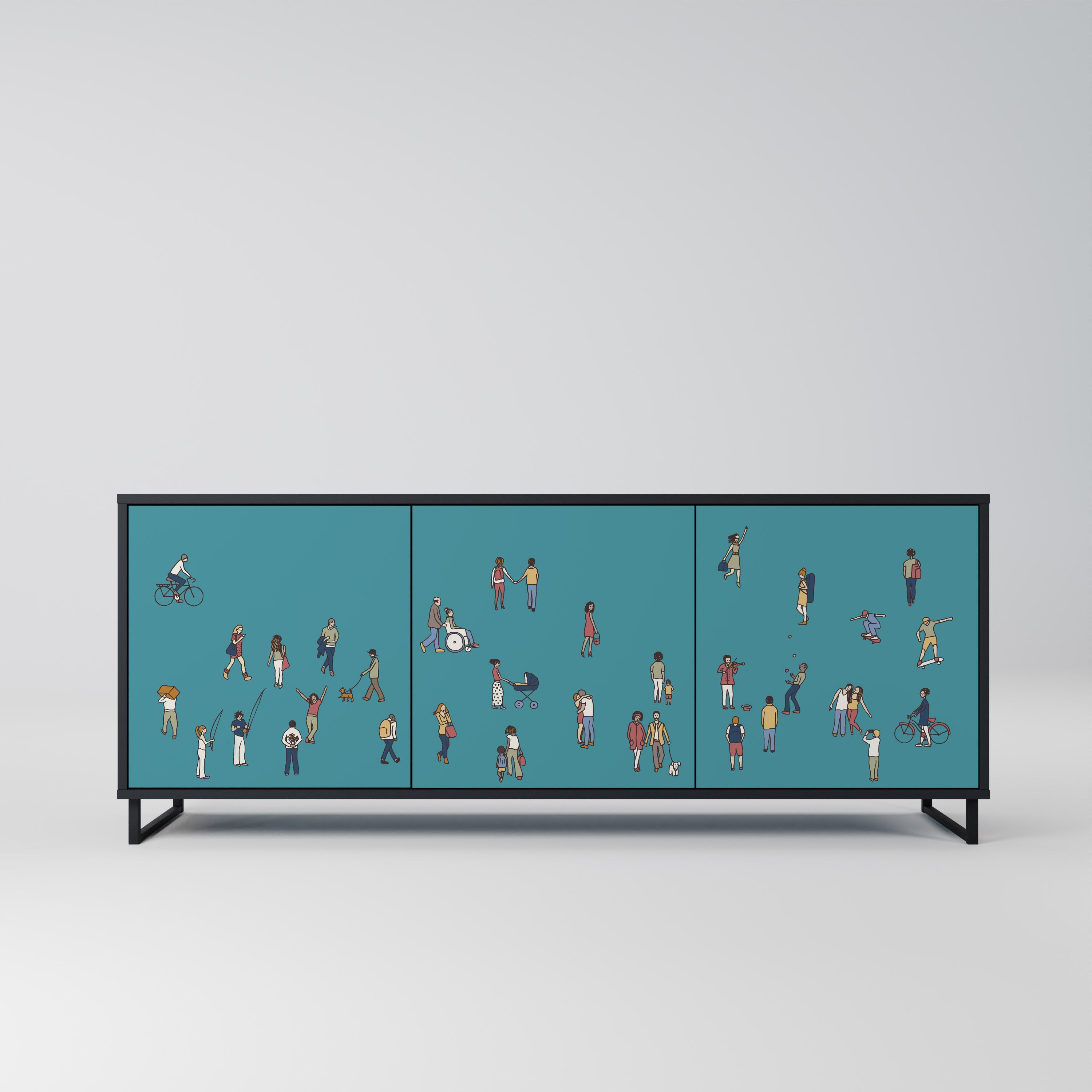 COLLECTIVE STREAM 3-Door Sideboard in Black Finish