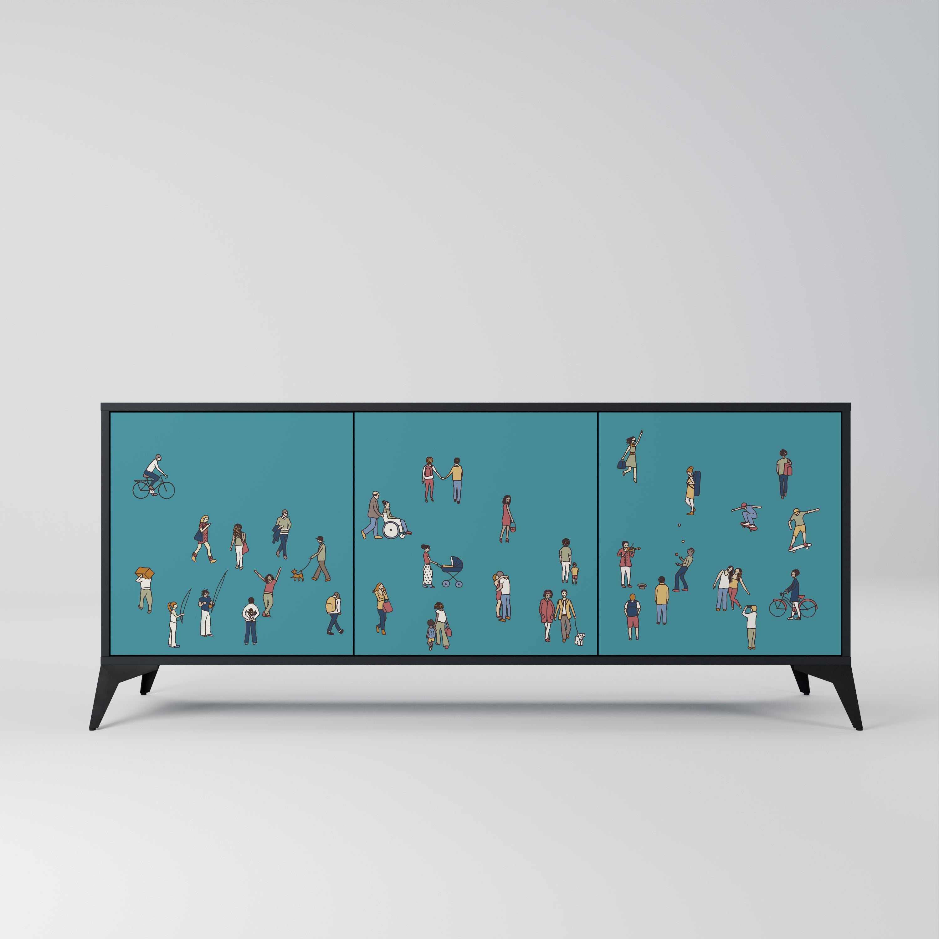 COLLECTIVE STREAM 3-Door Sideboard in Black Finish