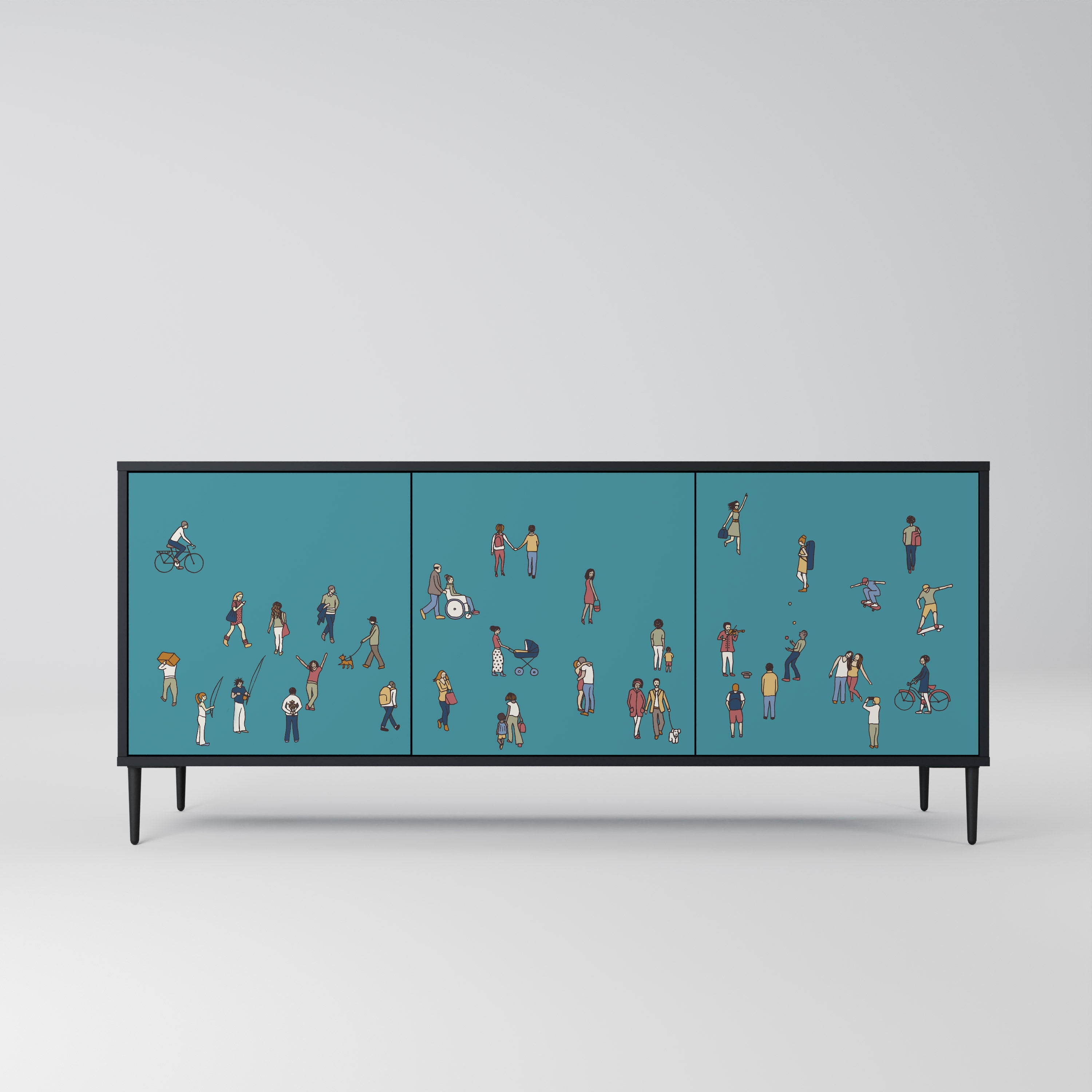 COLLECTIVE STREAM 3-Door Sideboard in Black Finish