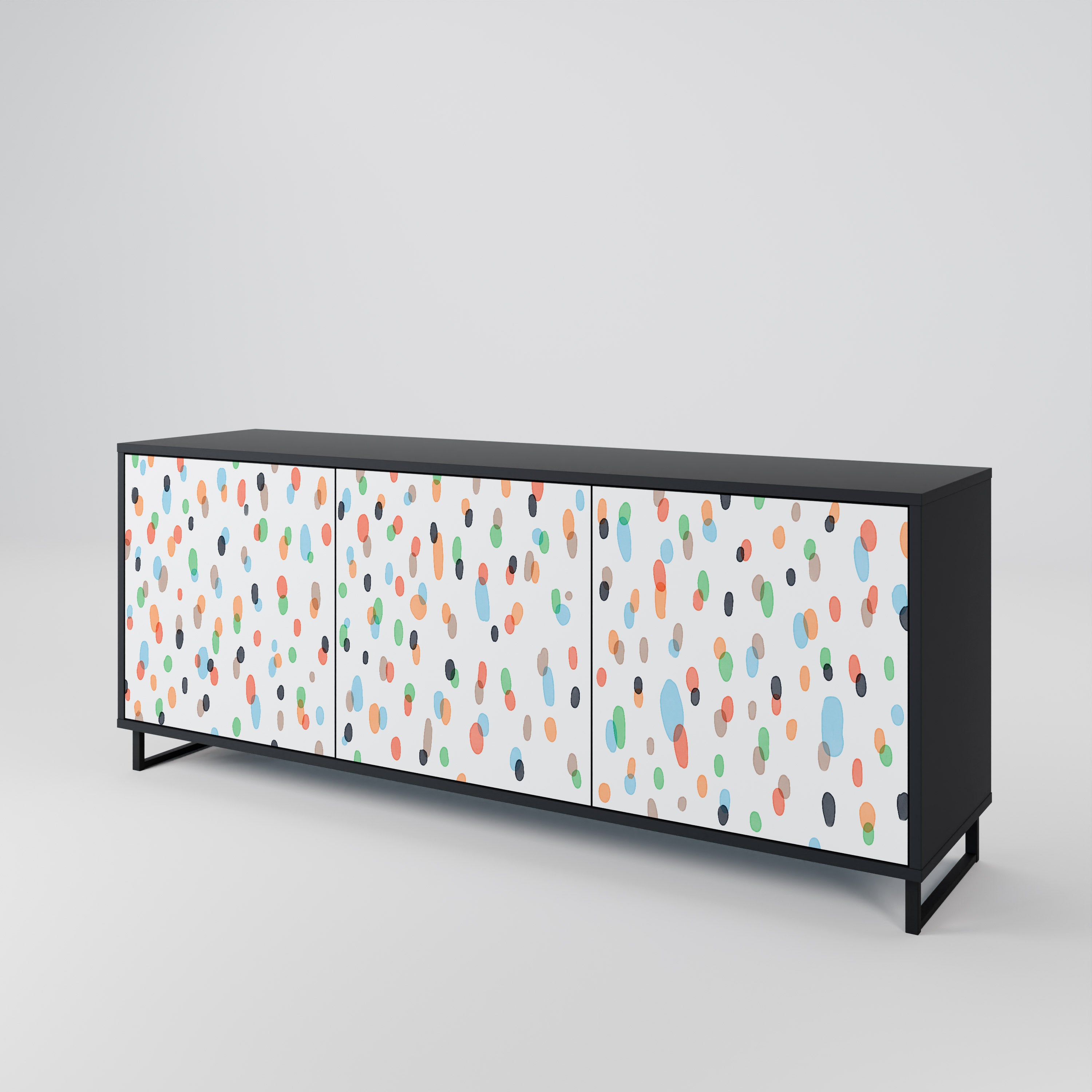 ENERGETIC SPOTS 3-Door Sideboard in Black Finish