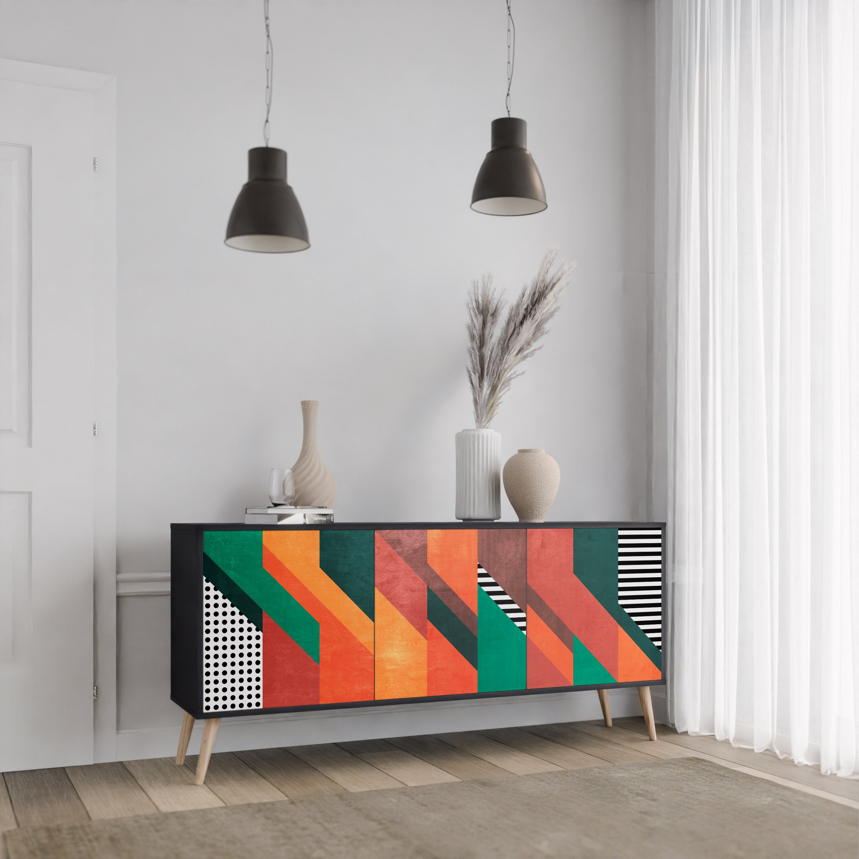 MAKESHIFT ARTISTRY 3-Door Sideboard in Black Finish