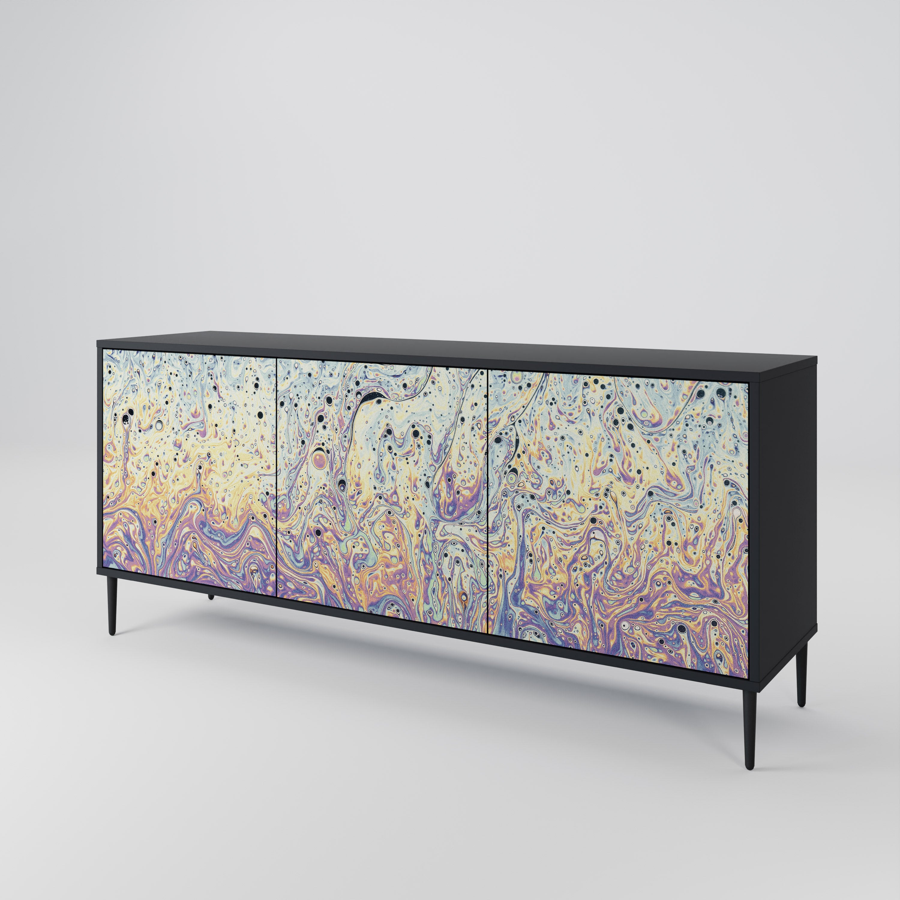 MOSAIC OF COLORS 3-Door Sideboard in Black Finish