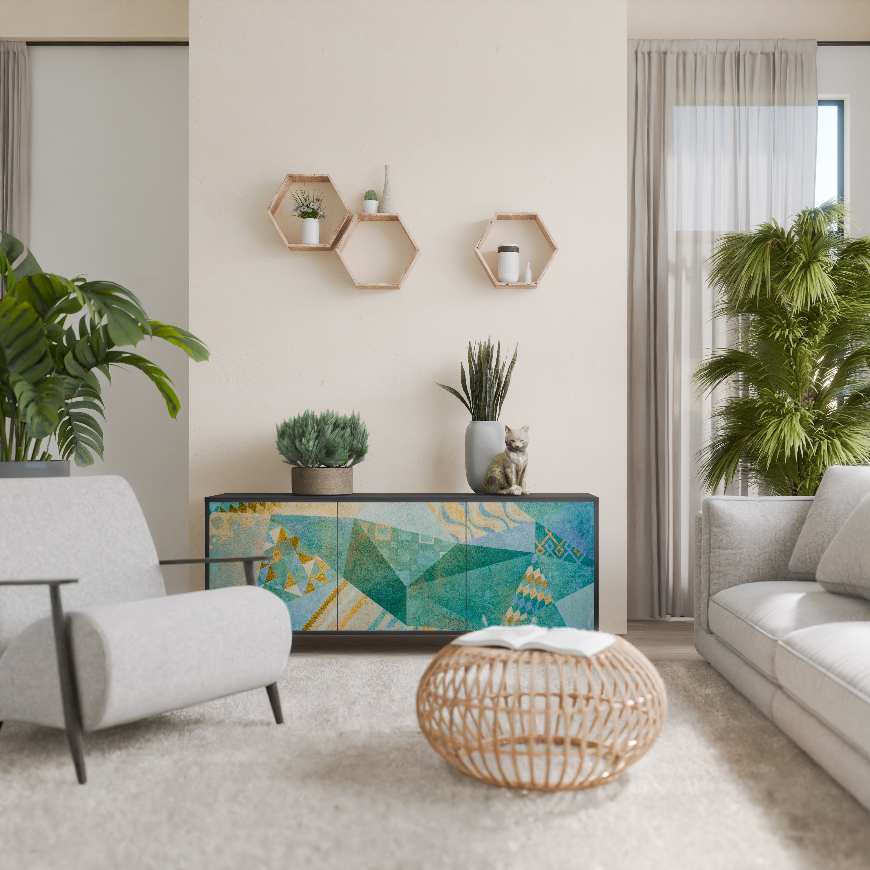 Aparador SPECTRUM SPLENDOR de 3 puertas con acabado negro