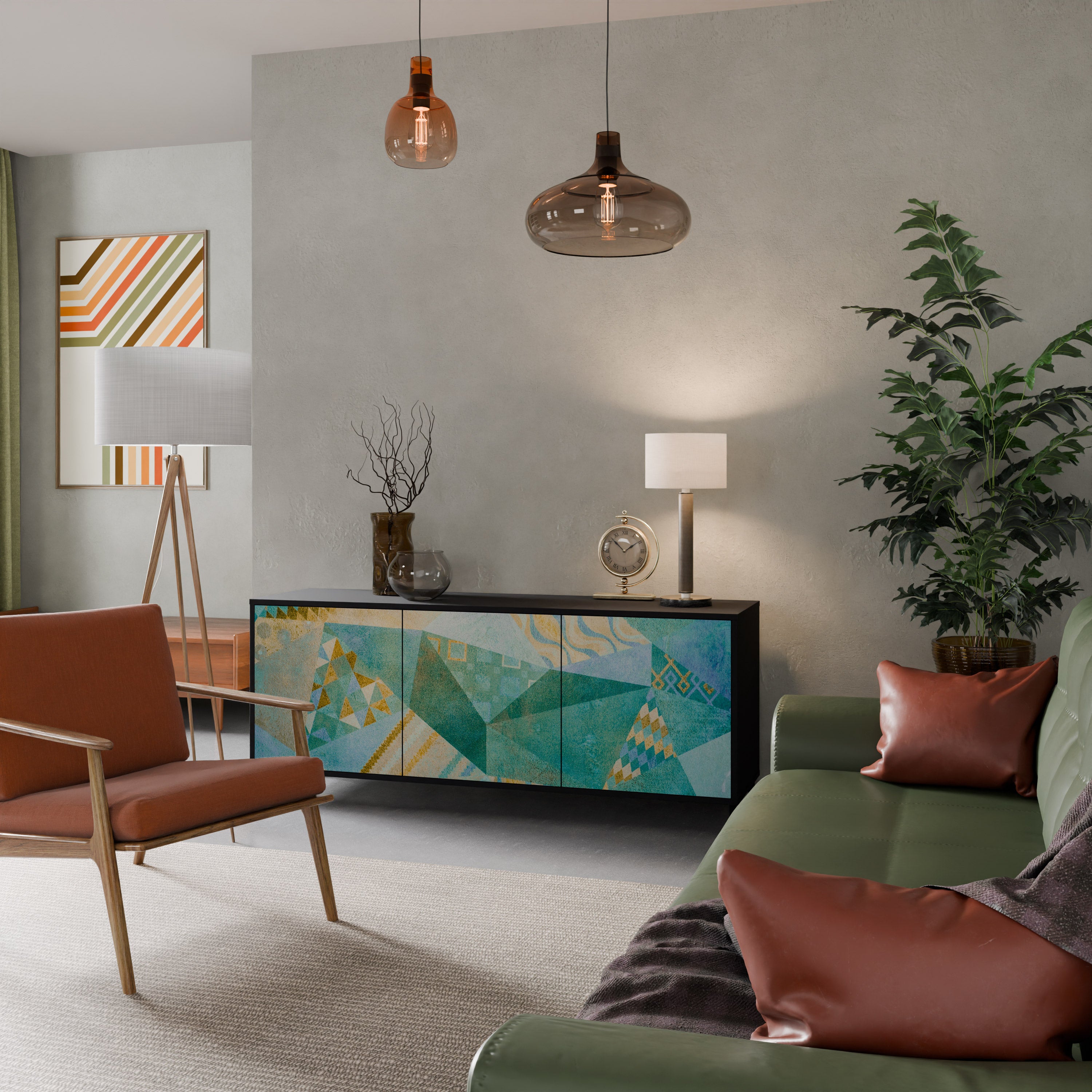 Aparador SPECTRUM SPLENDOR de 3 puertas con acabado negro
