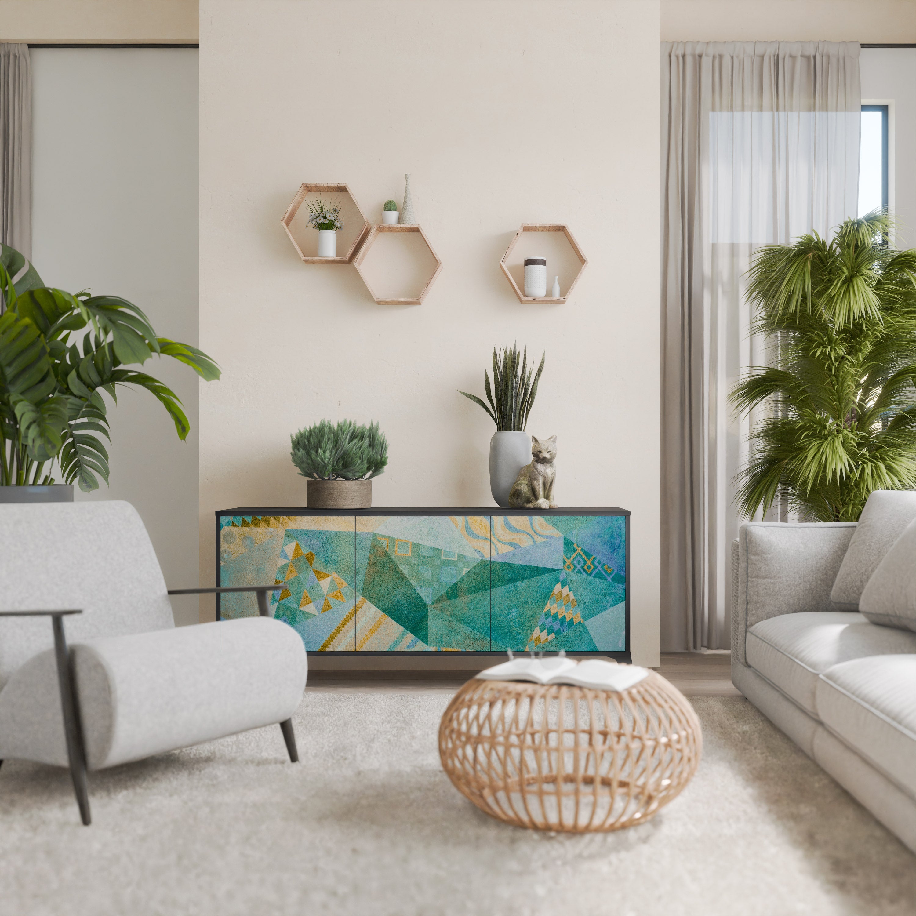 Aparador SPECTRUM SPLENDOR de 3 puertas con acabado negro