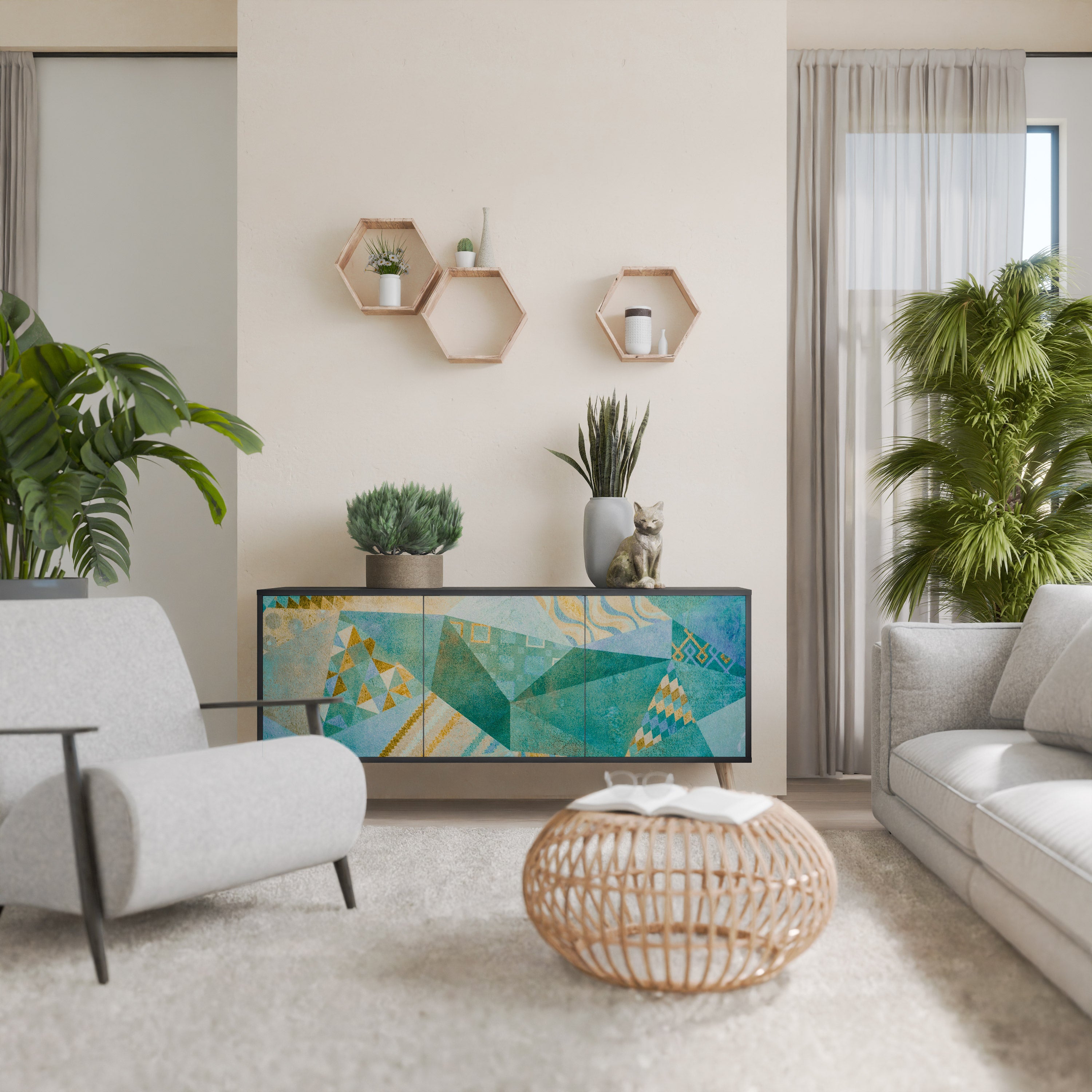 Aparador SPECTRUM SPLENDOR de 3 puertas con acabado negro