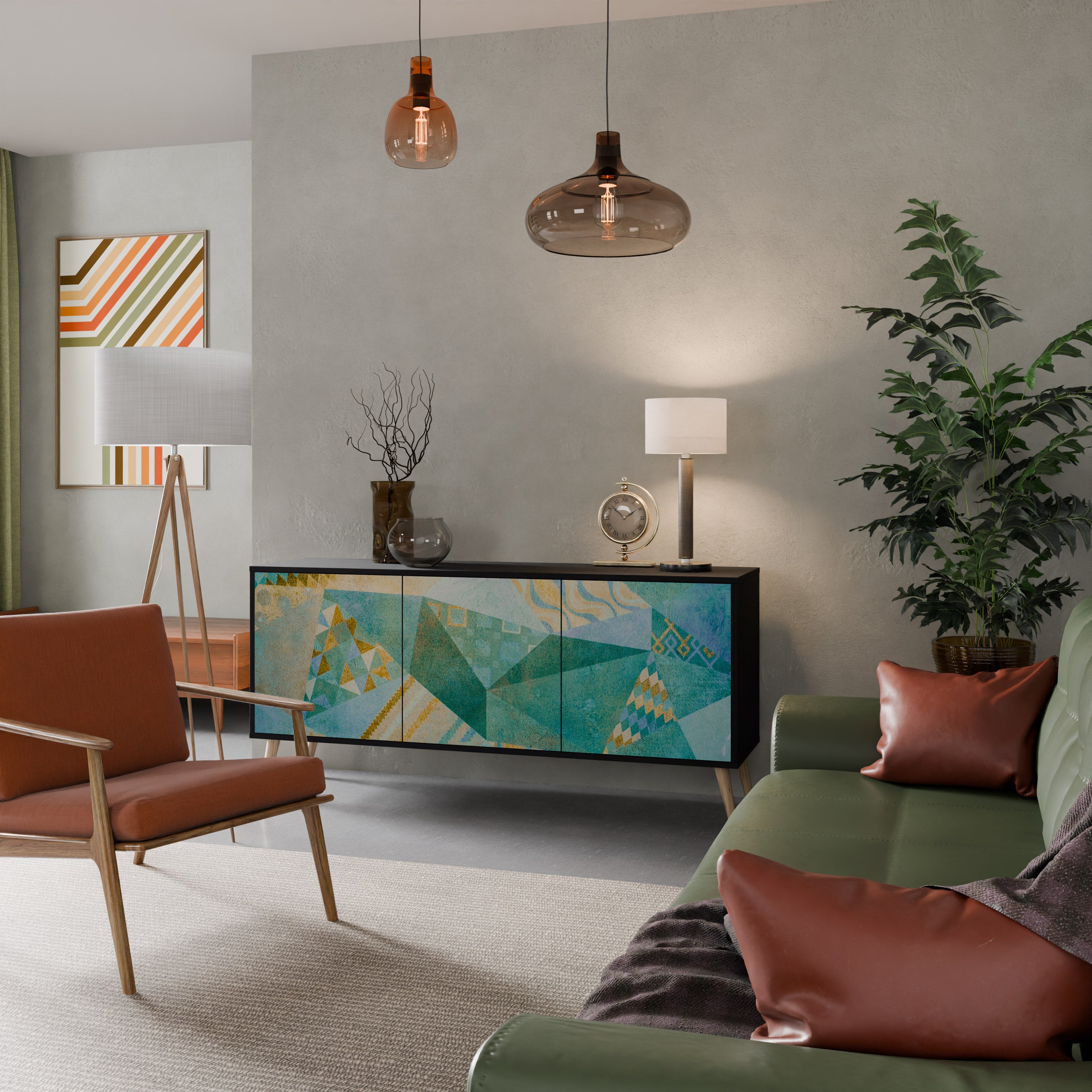 Aparador SPECTRUM SPLENDOR de 3 puertas con acabado negro