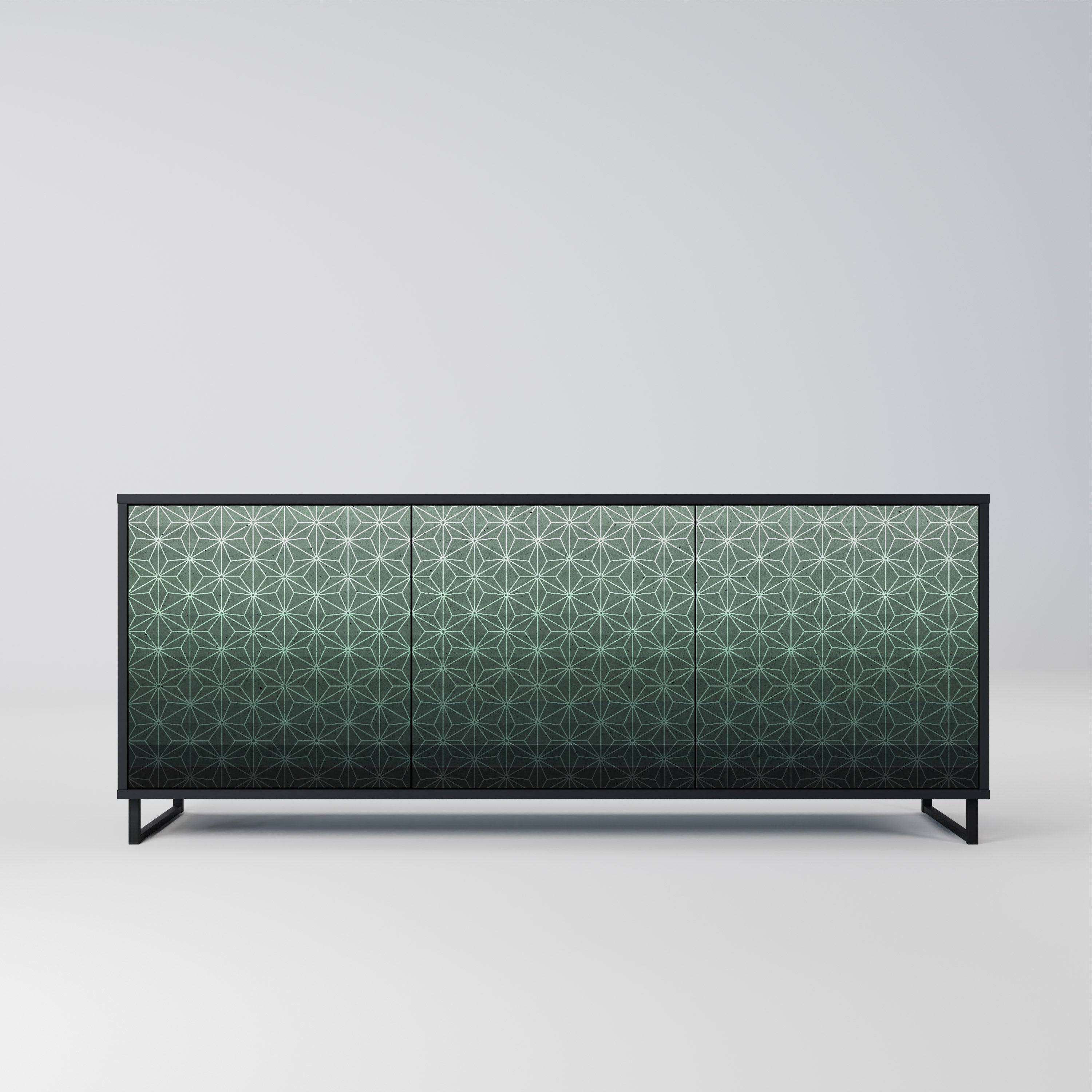 Aparador ORNAMENTAL GLIMMER de 3 puertas con acabado negro