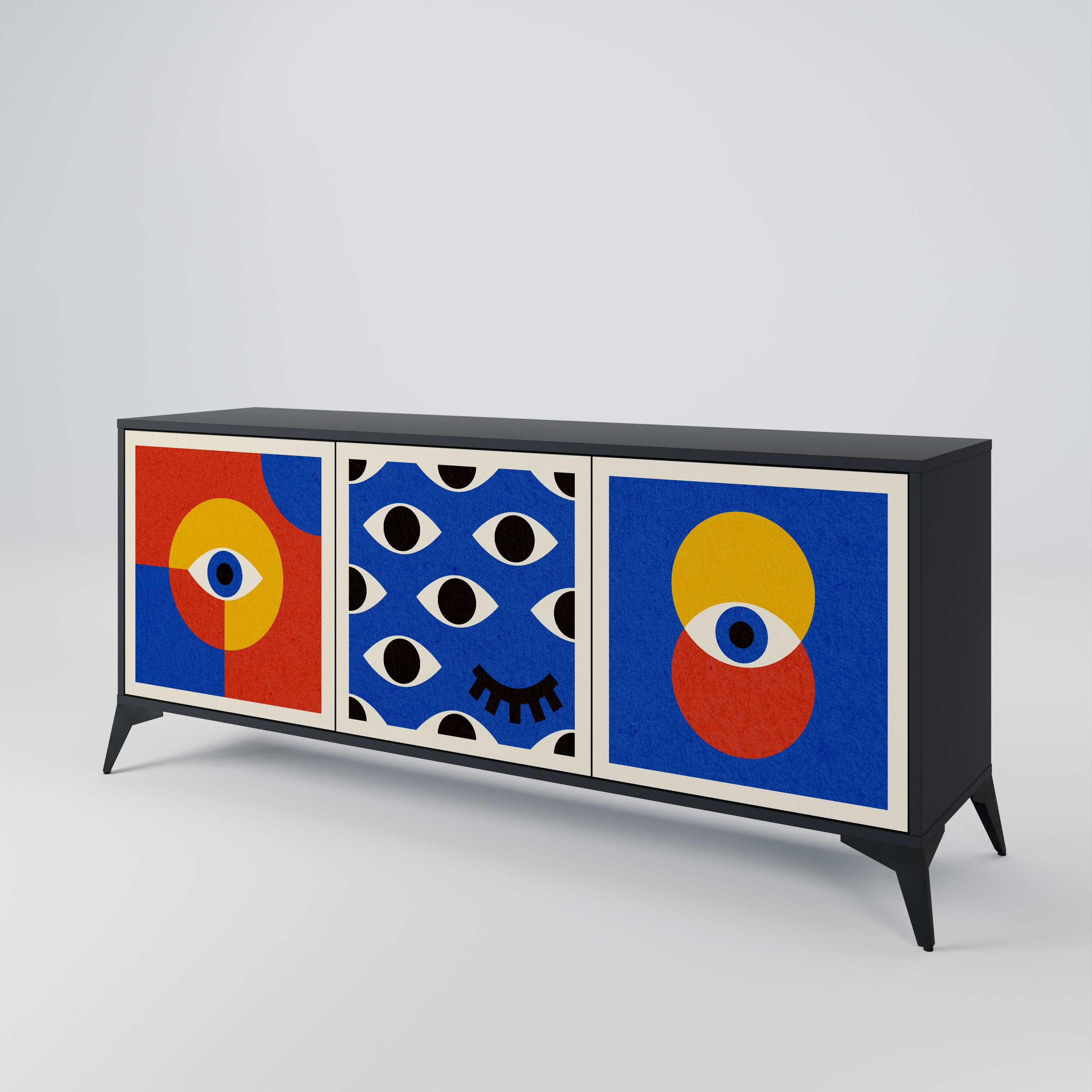 Aparador de 3 puertas GEOMETRIC EYES en acabado negro