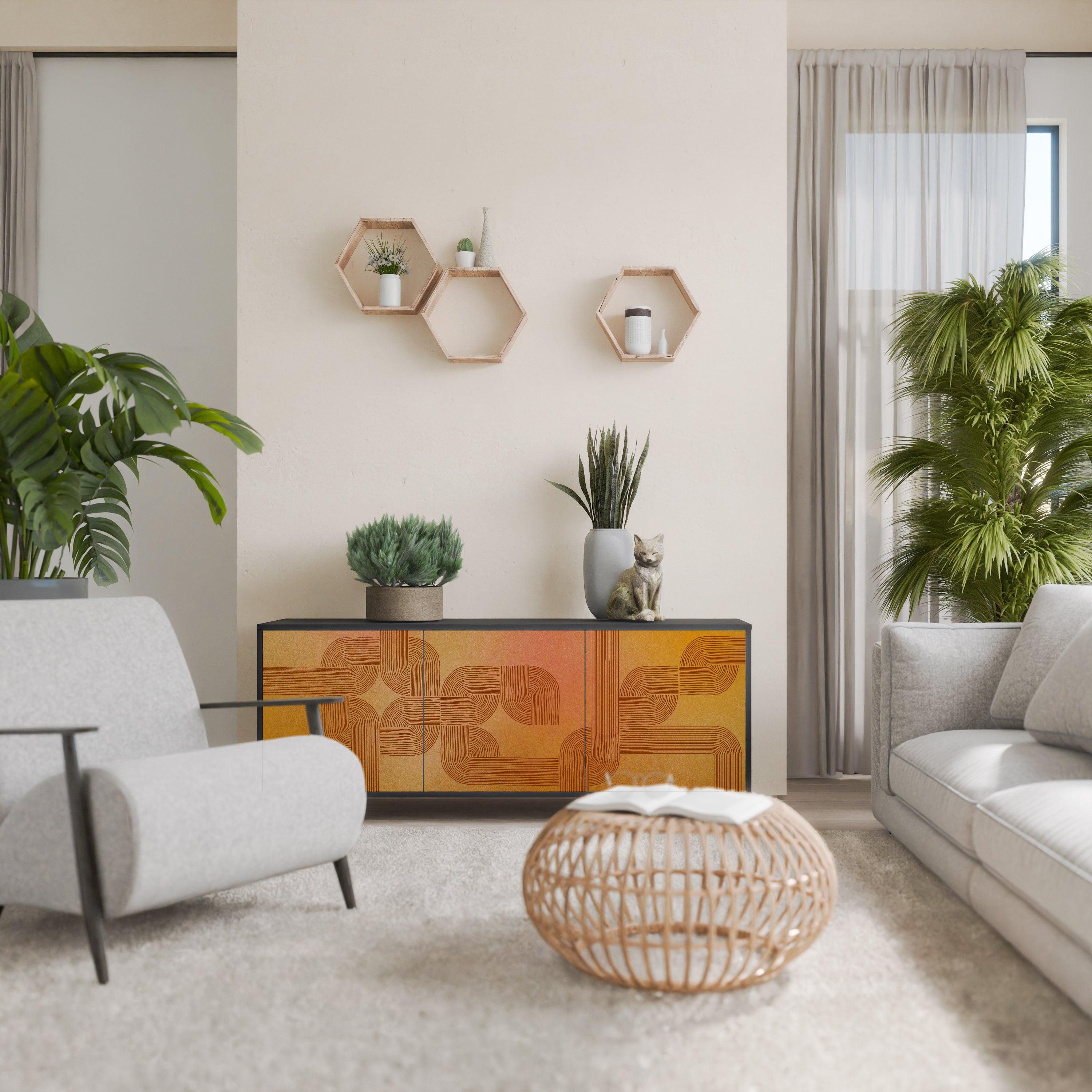 FORTALECIENDO LA RELACIÓN Aparador de 3 puertas en acabado negro