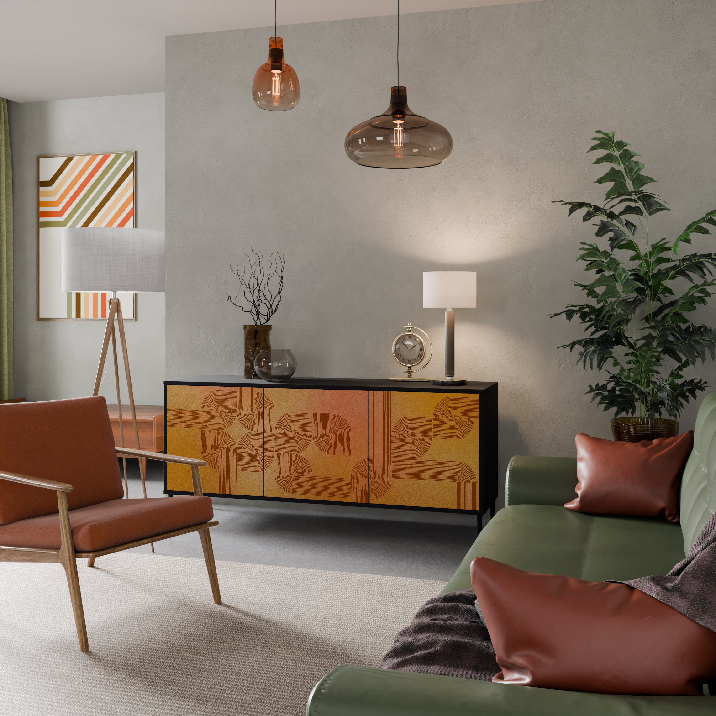 FORTALECIENDO LA RELACIÓN Aparador de 3 puertas en acabado negro