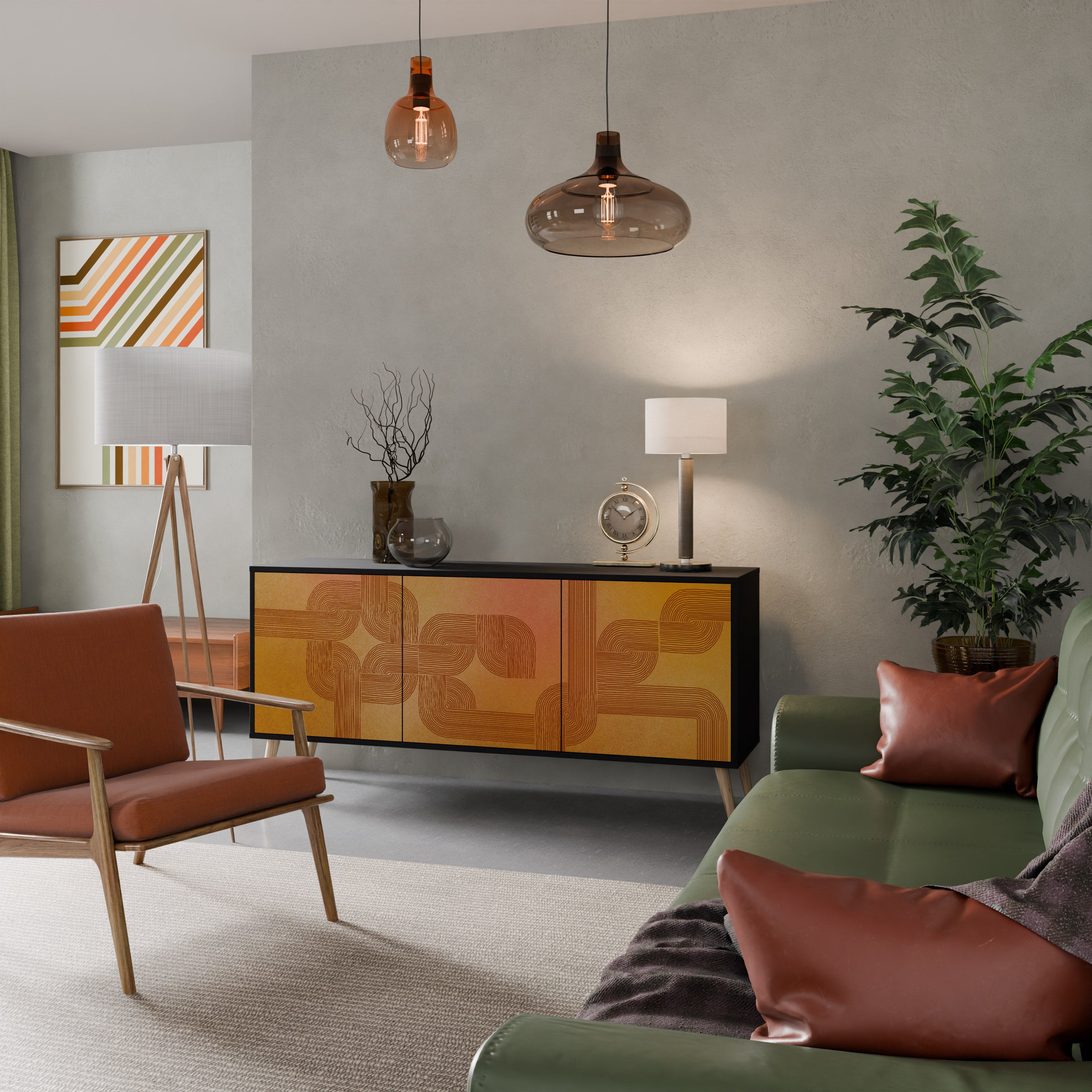 FORTALECIENDO LA RELACIÓN Aparador de 3 puertas en acabado negro