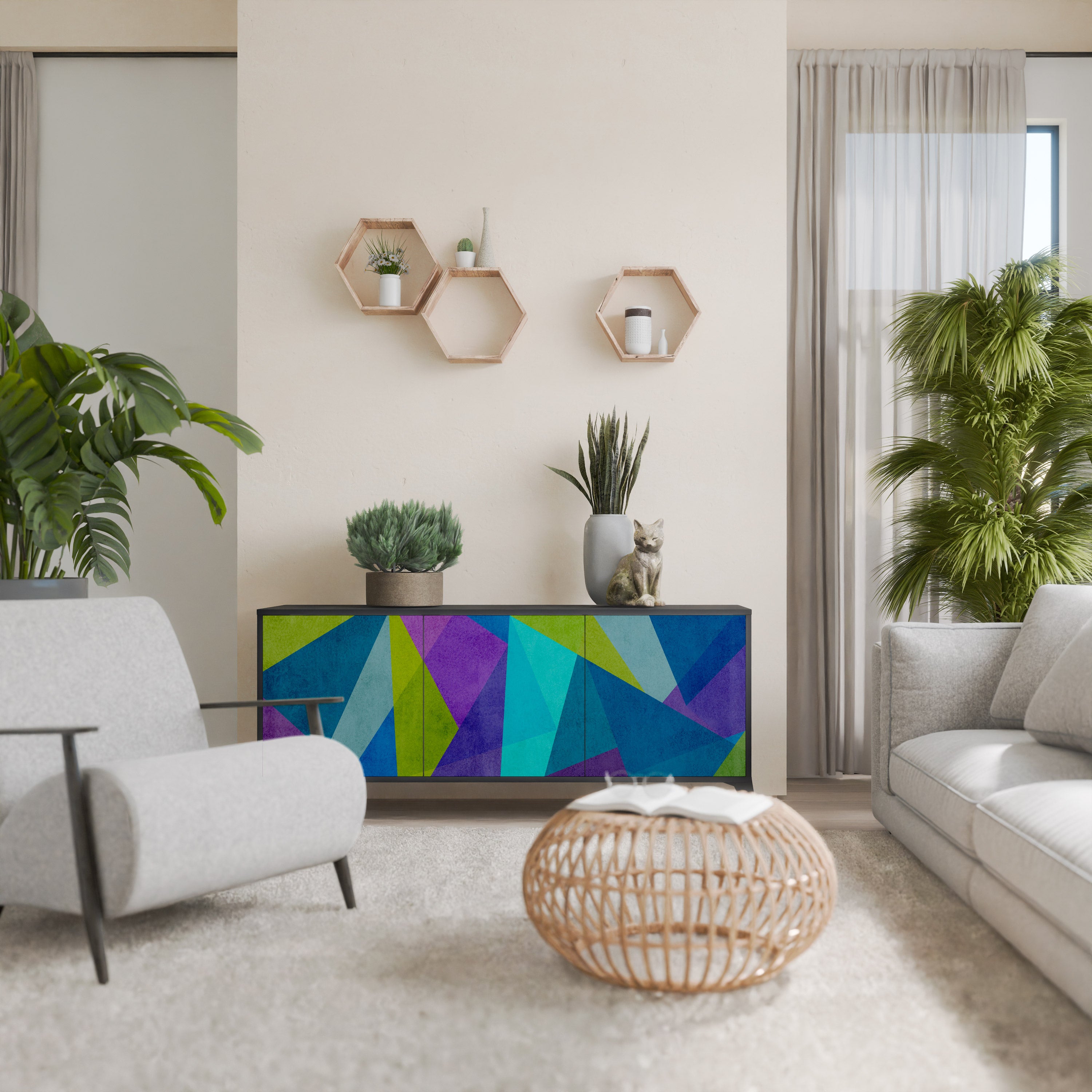 Aparador COLD SHOWCASE de 3 puertas con acabado negro