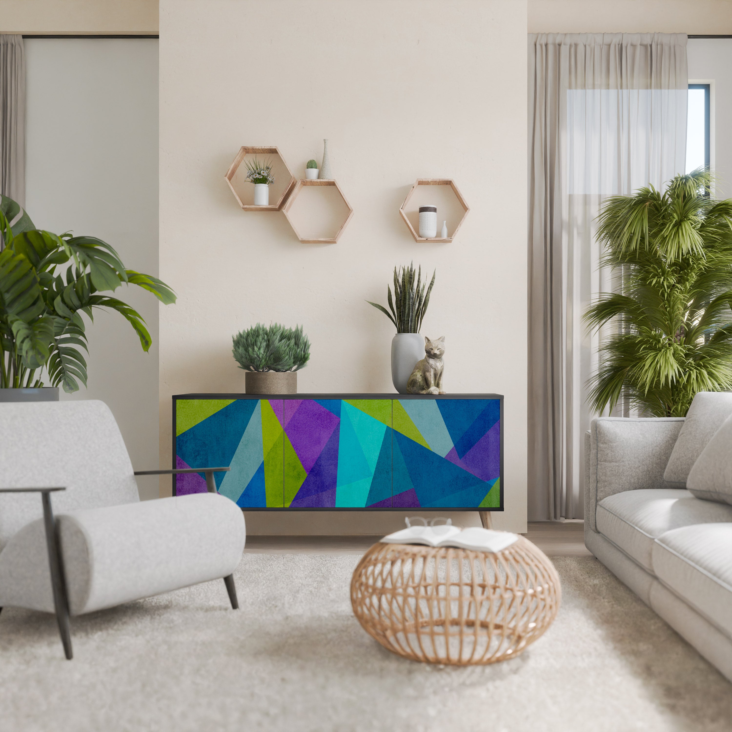 Aparador COLD SHOWCASE de 3 puertas con acabado negro