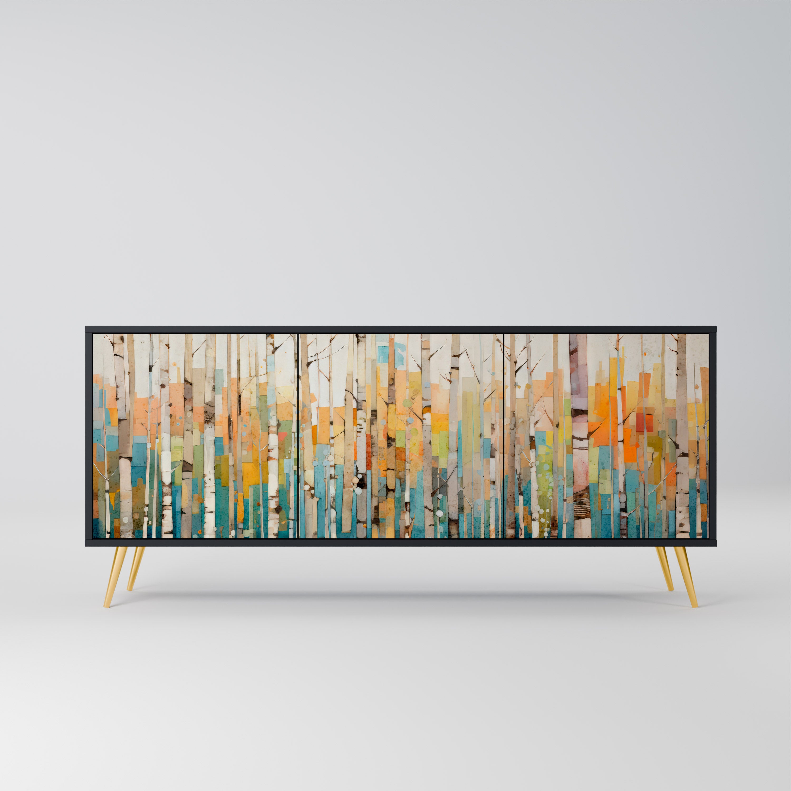 BIRCH KALEIDOSCOPE 3-Door Sideboard in Black Finish