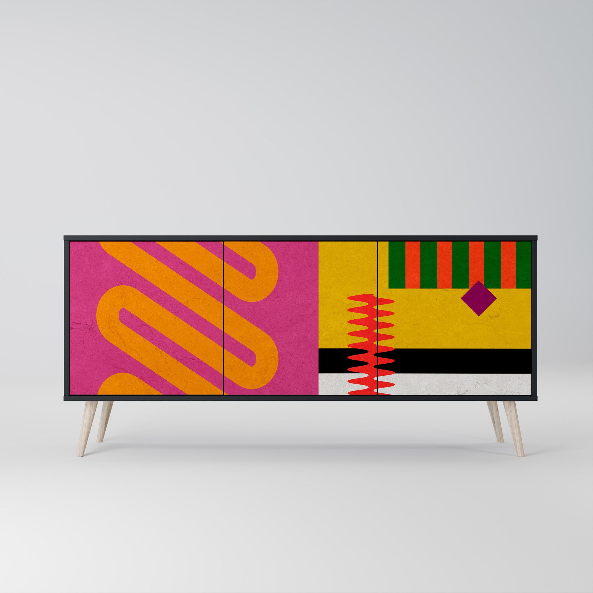 Aparador VIVID ART de 3 puertas con acabado negro