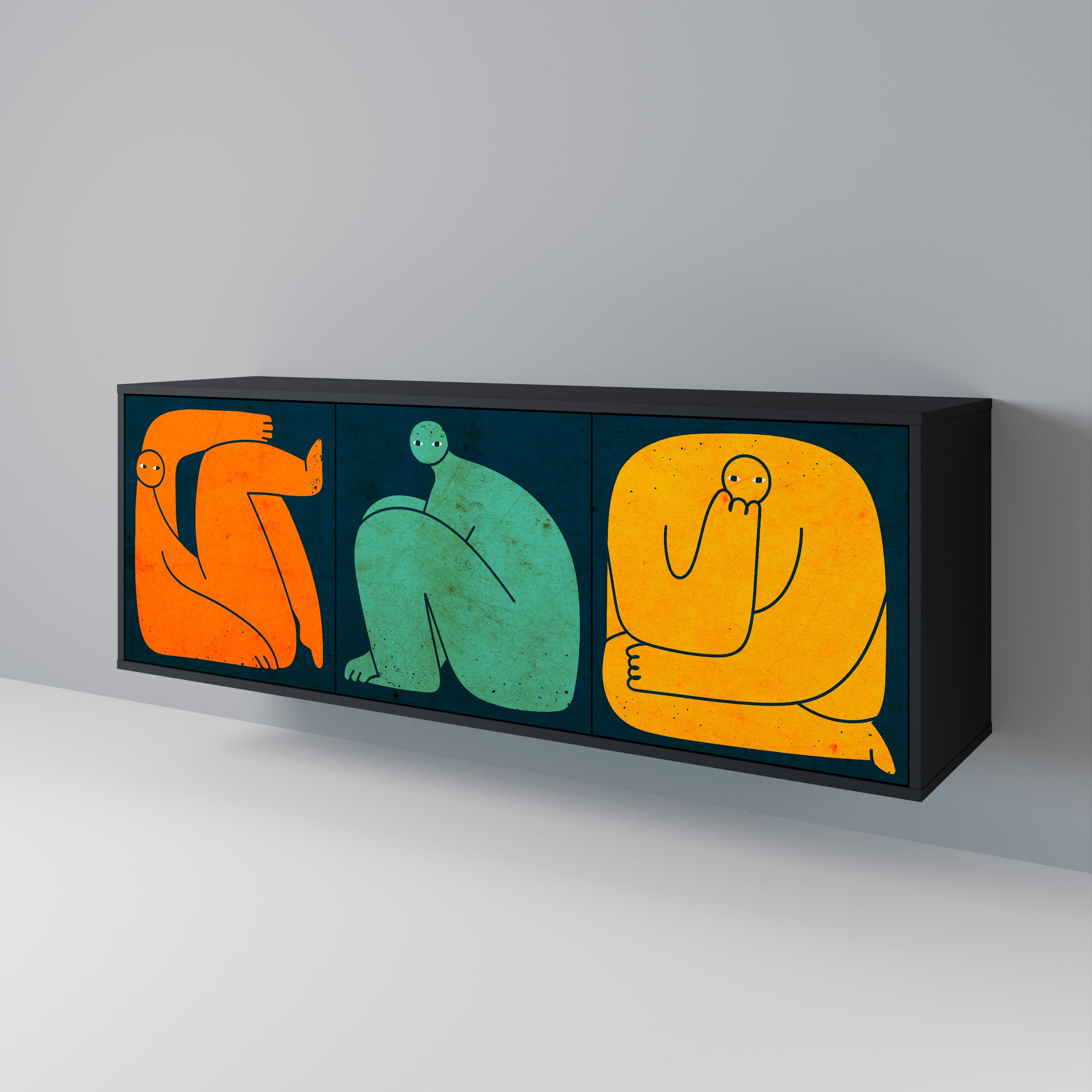 Aparador de 3 puertas JUNTOS PERO POR SEPARADO en acabado negro