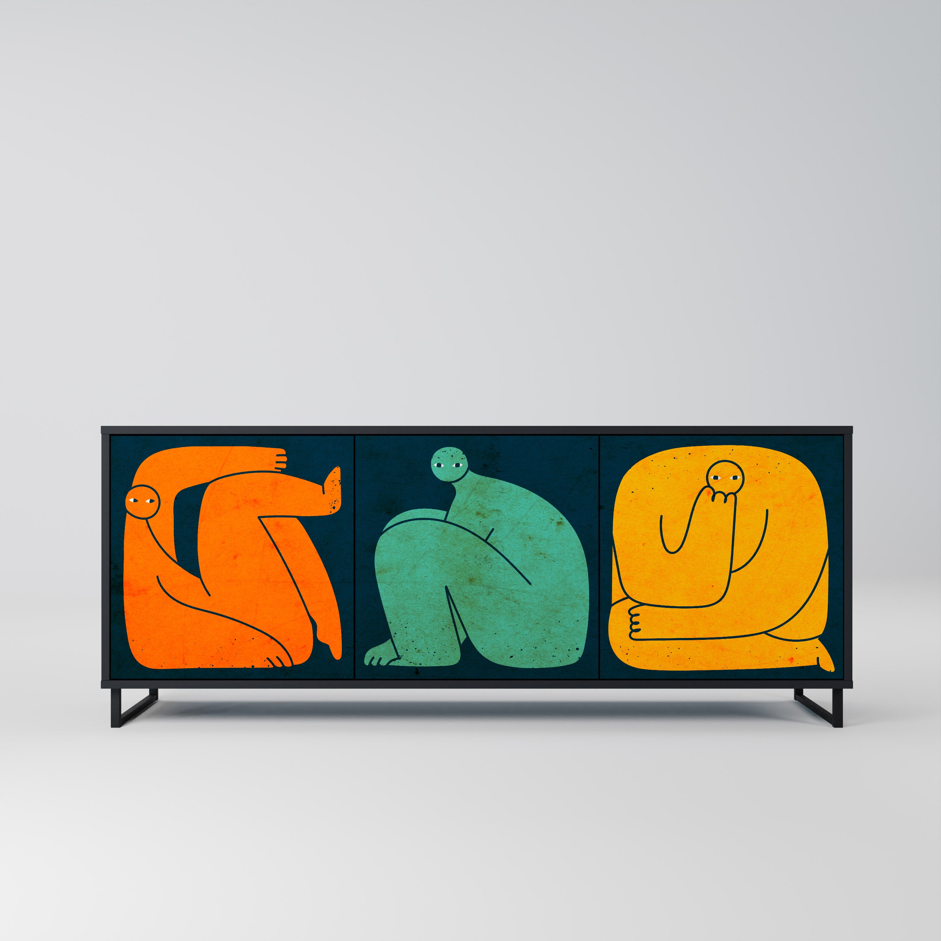 Aparador de 3 puertas JUNTOS PERO POR SEPARADO en acabado negro