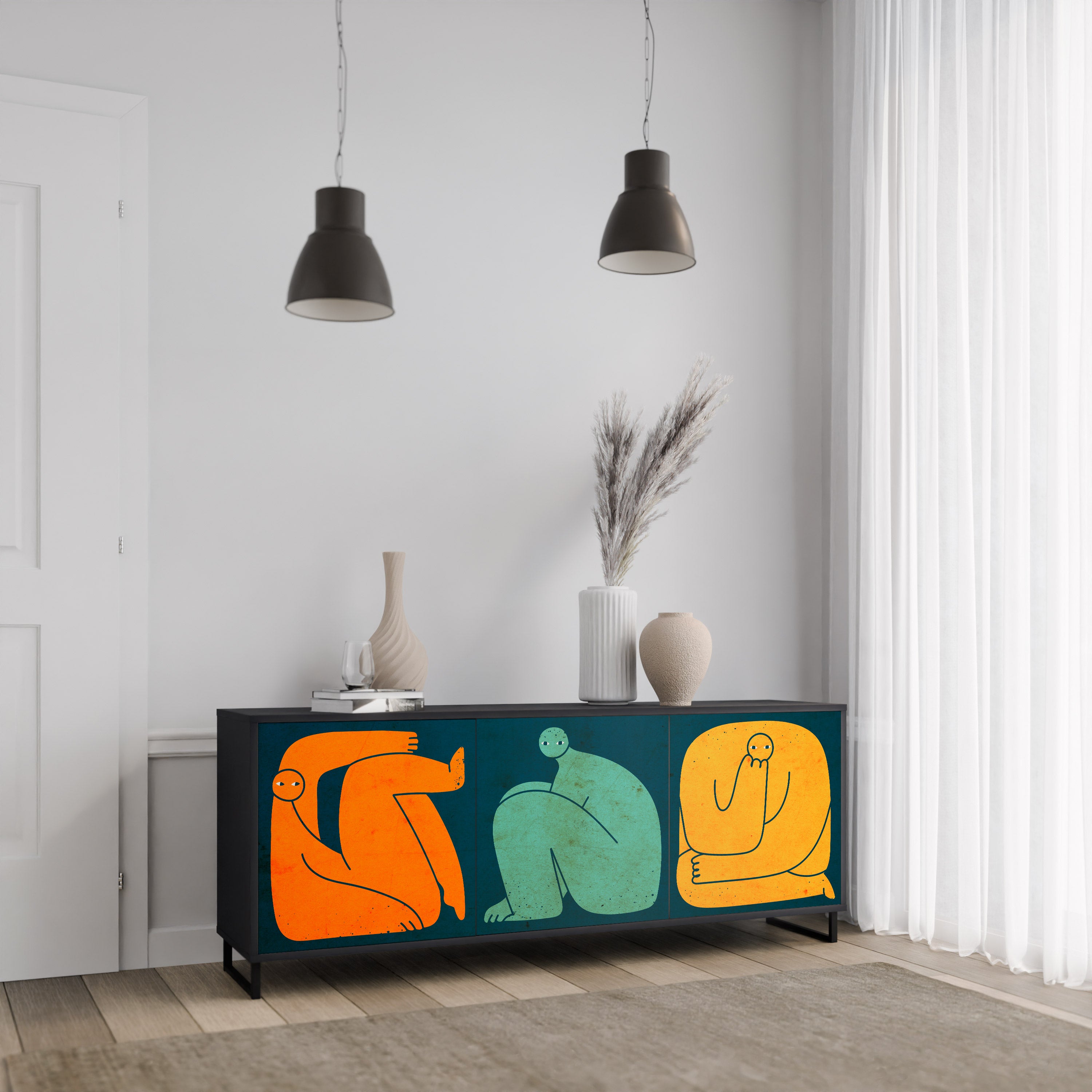 Aparador de 3 puertas JUNTOS PERO POR SEPARADO en acabado negro