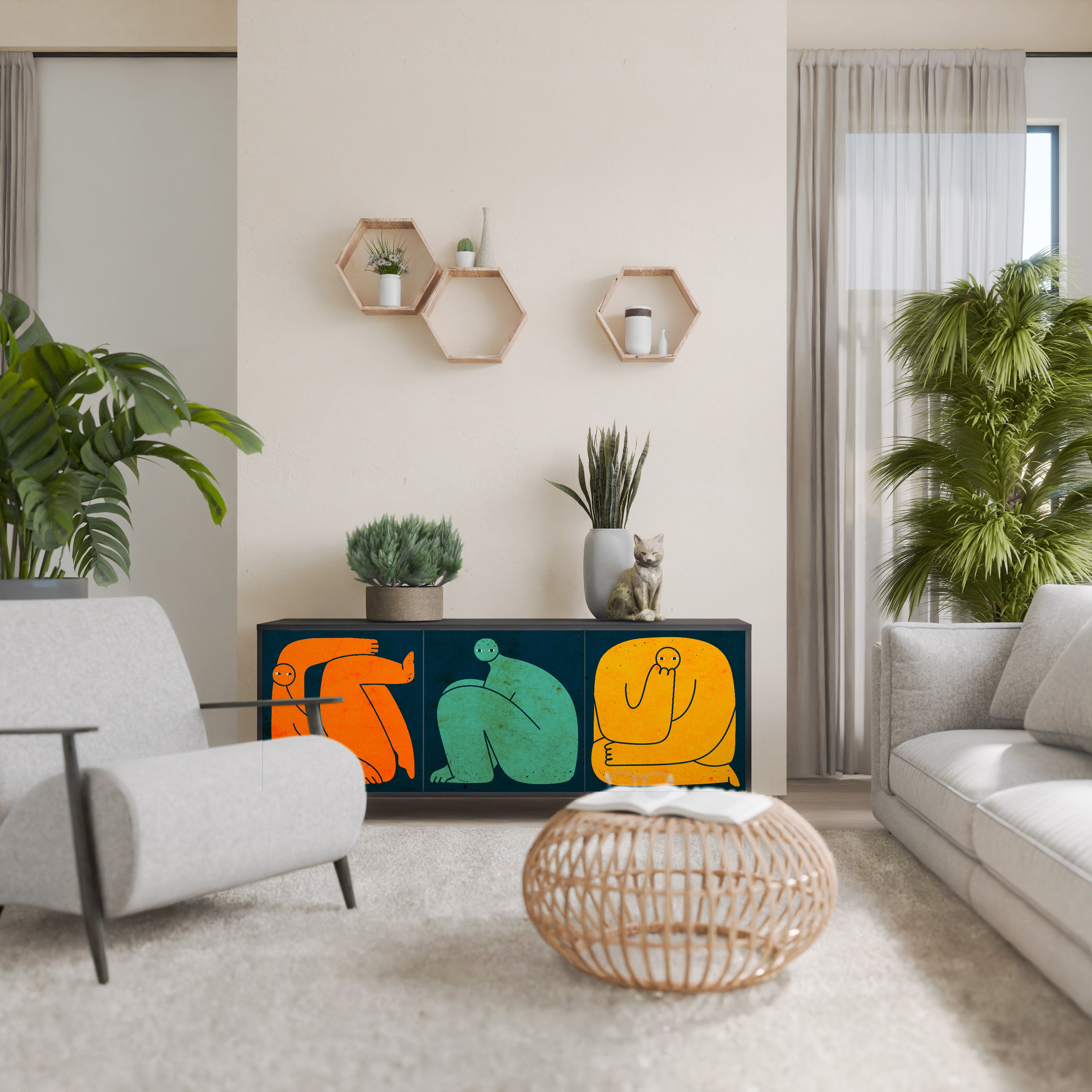 Aparador de 3 puertas JUNTOS PERO POR SEPARADO en acabado negro