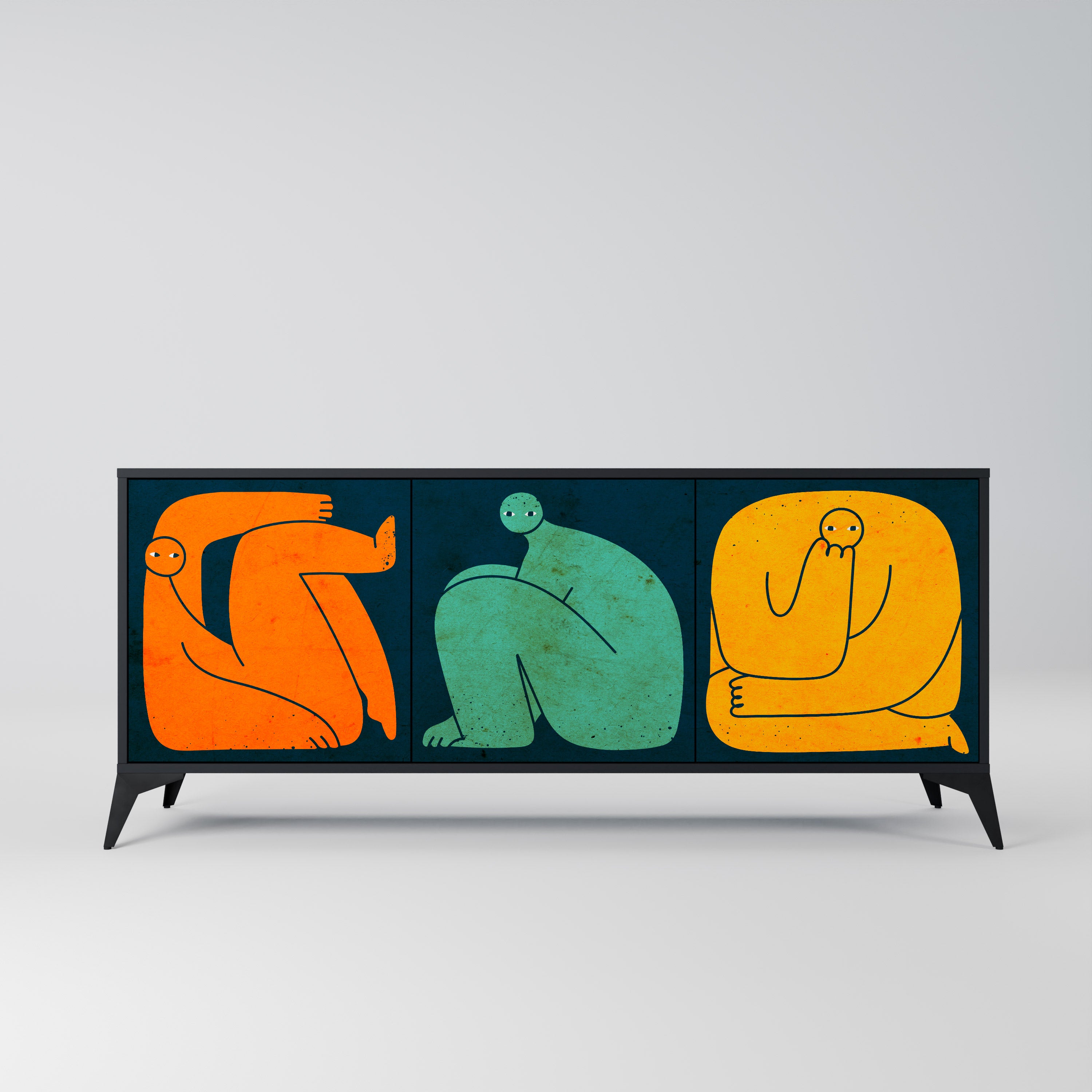 Aparador de 3 puertas JUNTOS PERO POR SEPARADO en acabado negro