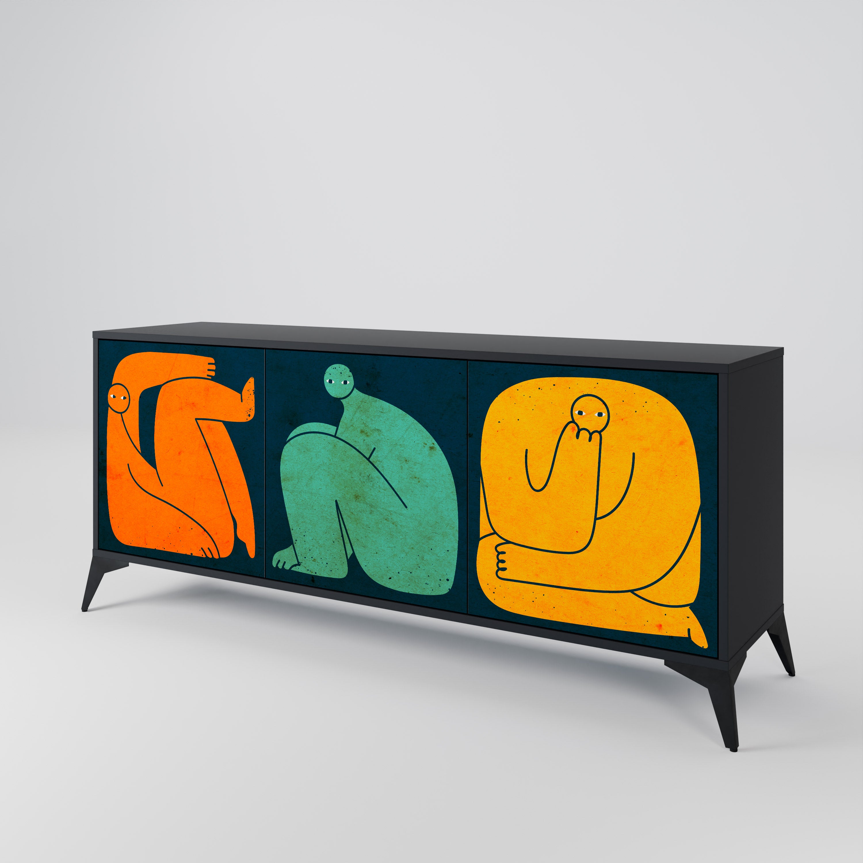 Aparador de 3 puertas JUNTOS PERO POR SEPARADO en acabado negro