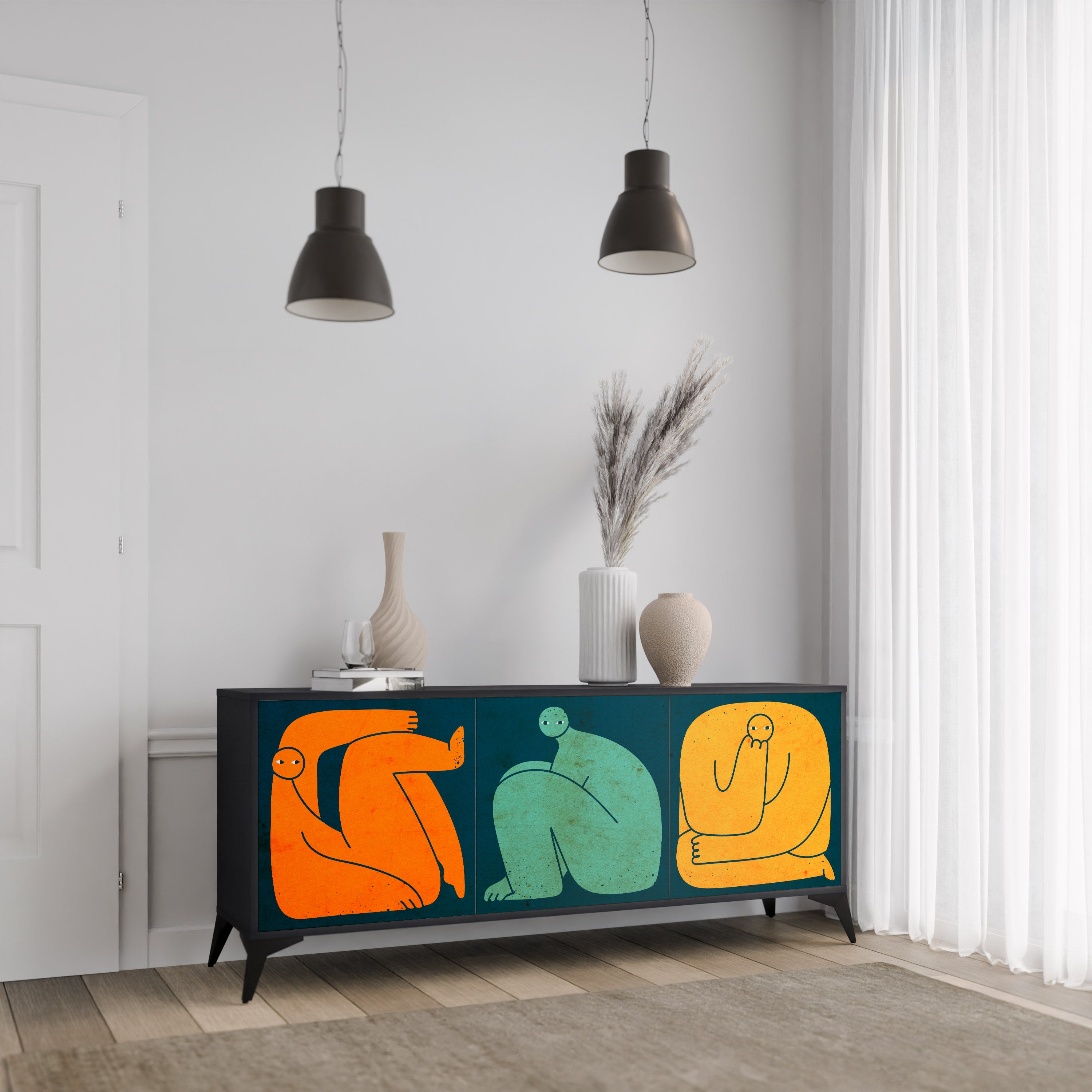 Aparador de 3 puertas JUNTOS PERO POR SEPARADO en acabado negro