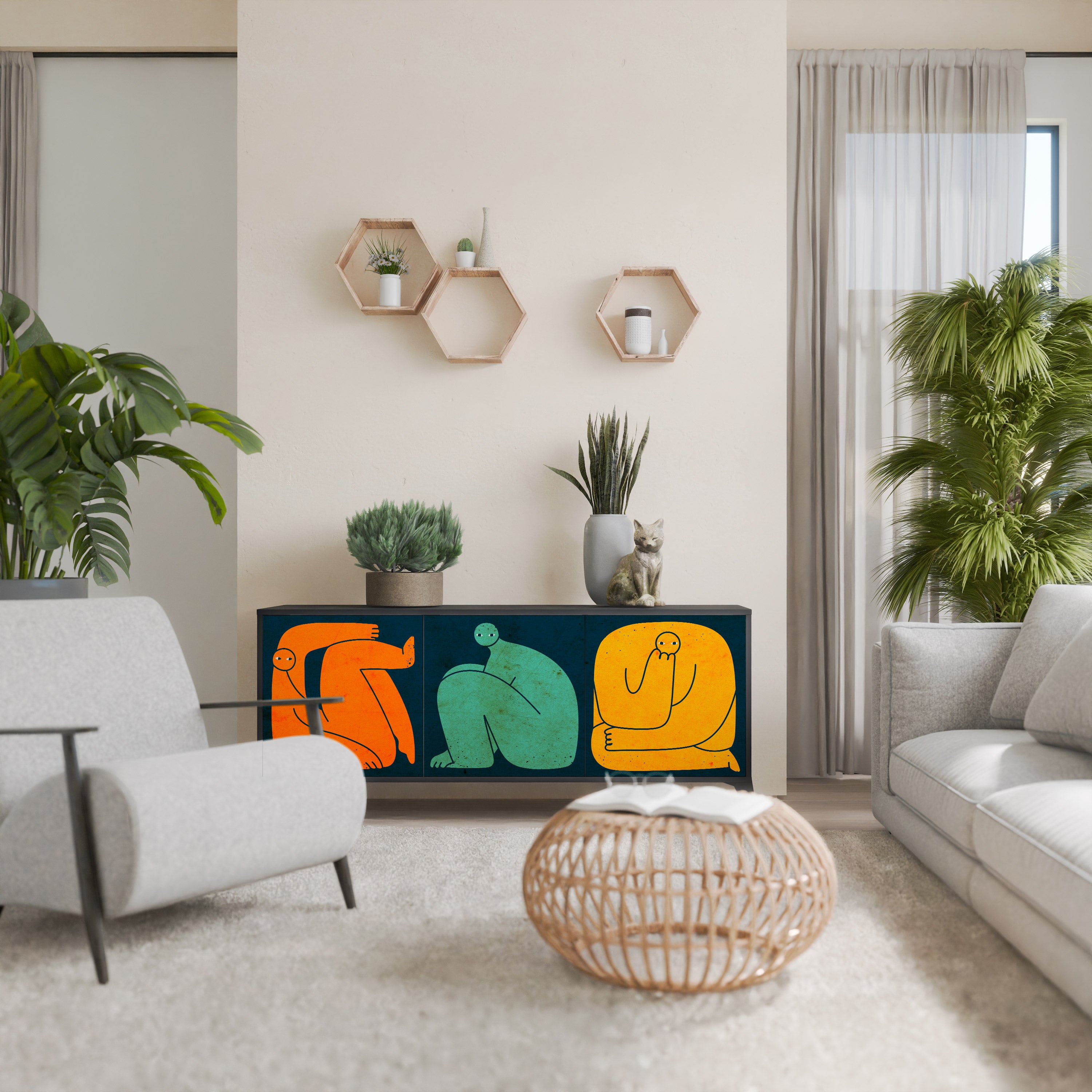 Aparador de 3 puertas JUNTOS PERO POR SEPARADO en acabado negro