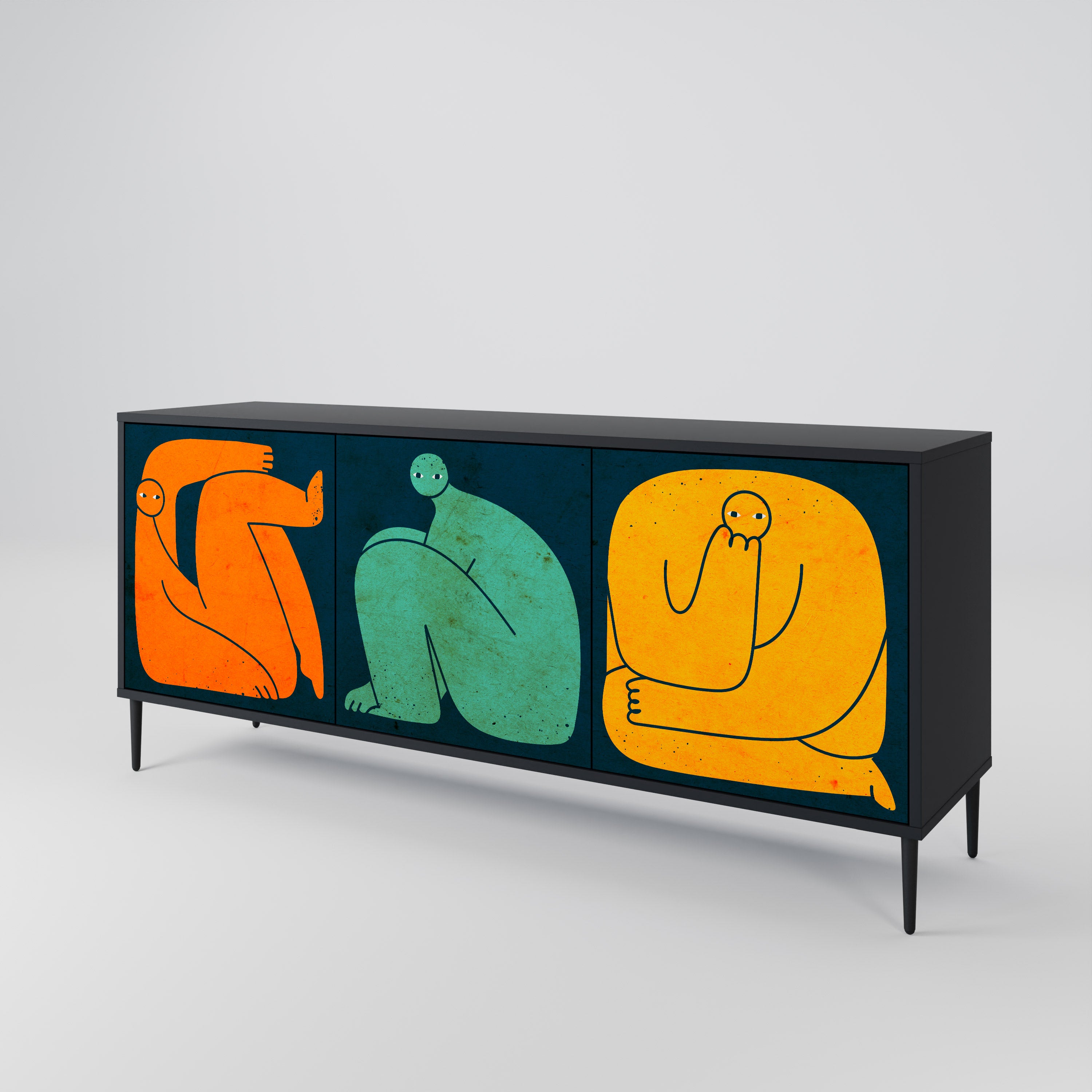 Aparador de 3 puertas JUNTOS PERO POR SEPARADO en acabado negro