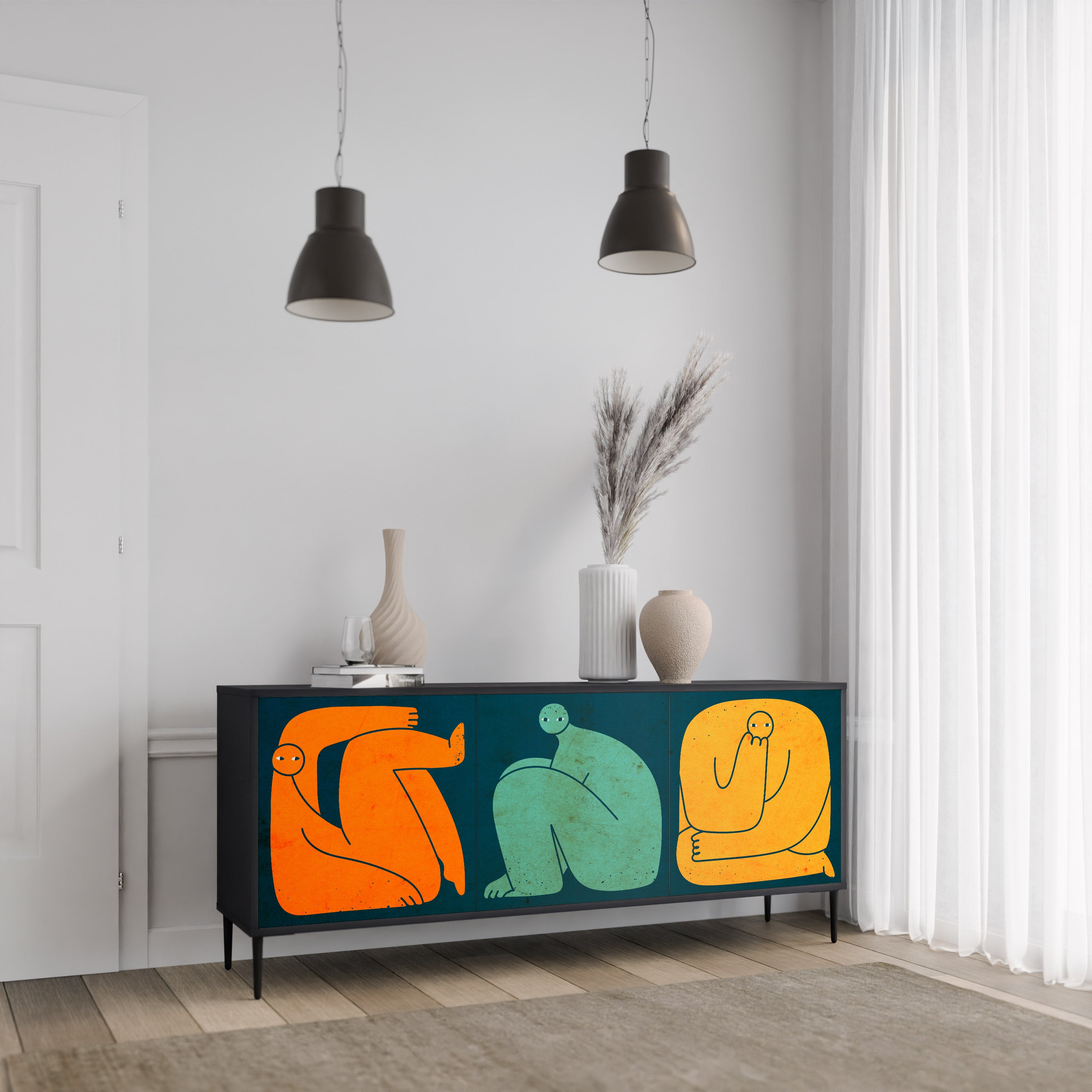 Aparador de 3 puertas JUNTOS PERO POR SEPARADO en acabado negro