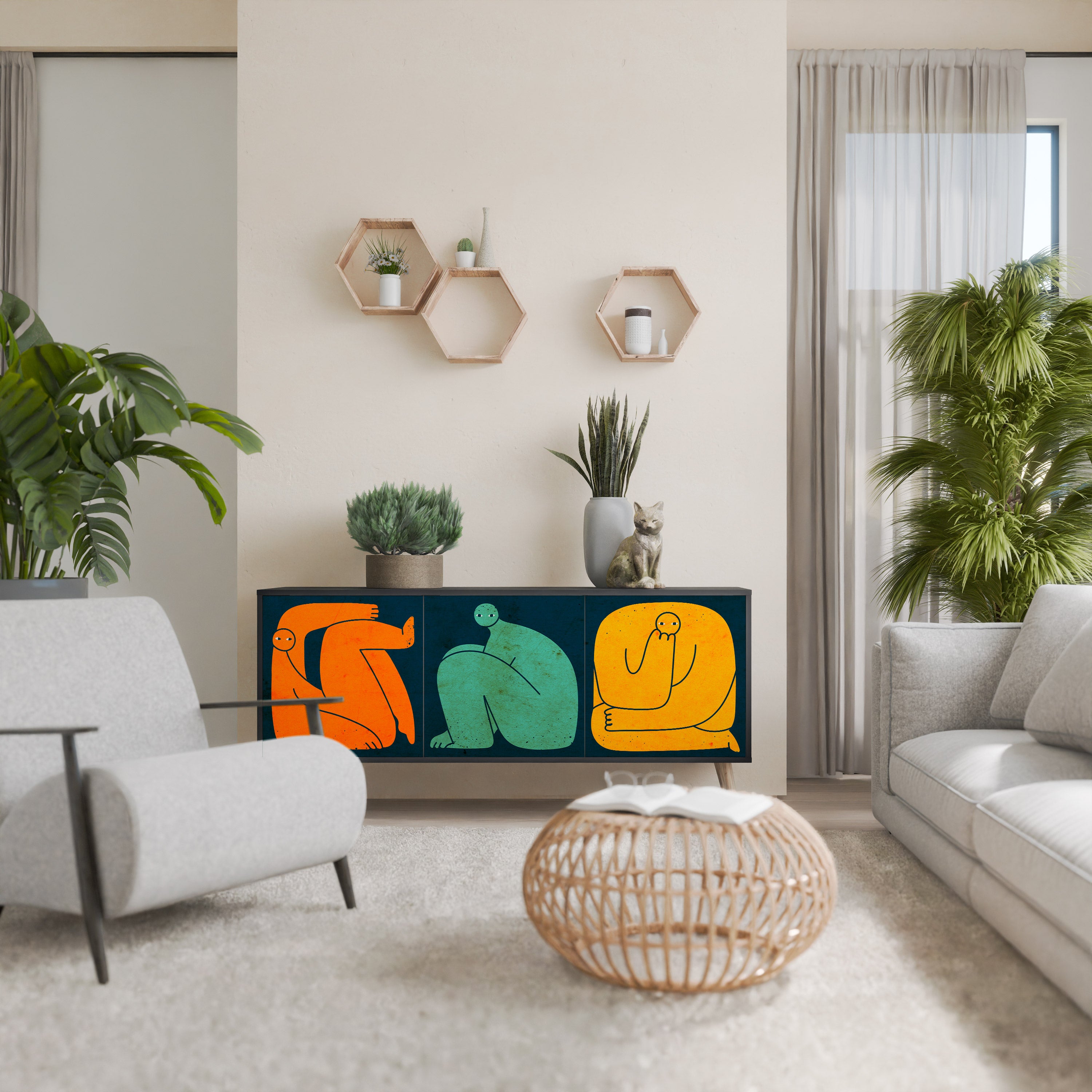 Aparador de 3 puertas JUNTOS PERO POR SEPARADO en acabado negro